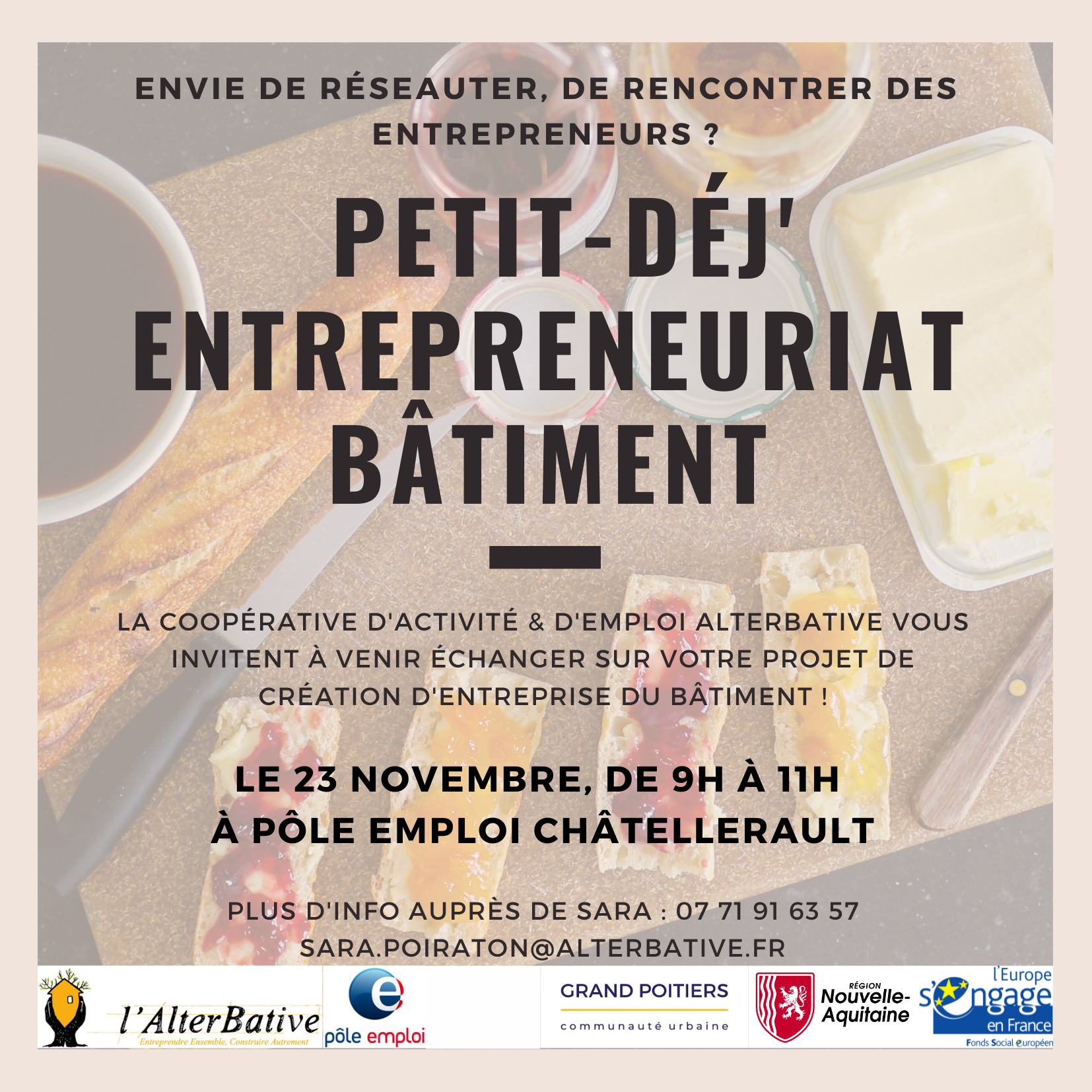 Petit Déj Entrepreneuriat du 23/11 à 9h Petit Déj Entrepreneuriat