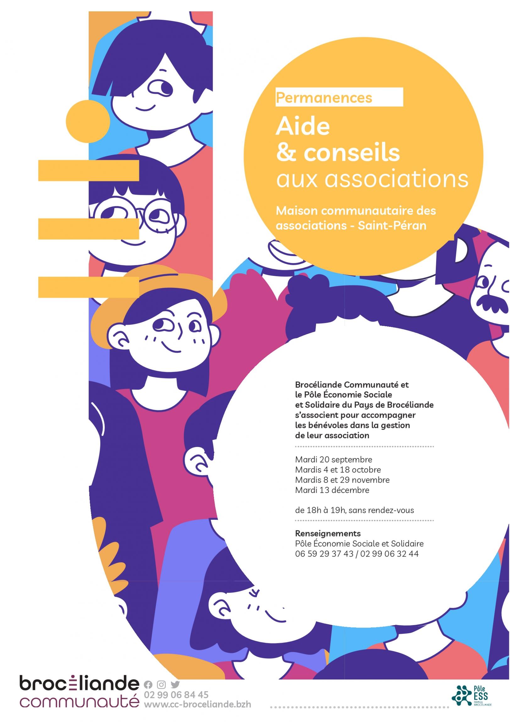 Affiche permanences associatives à Saint-Péran