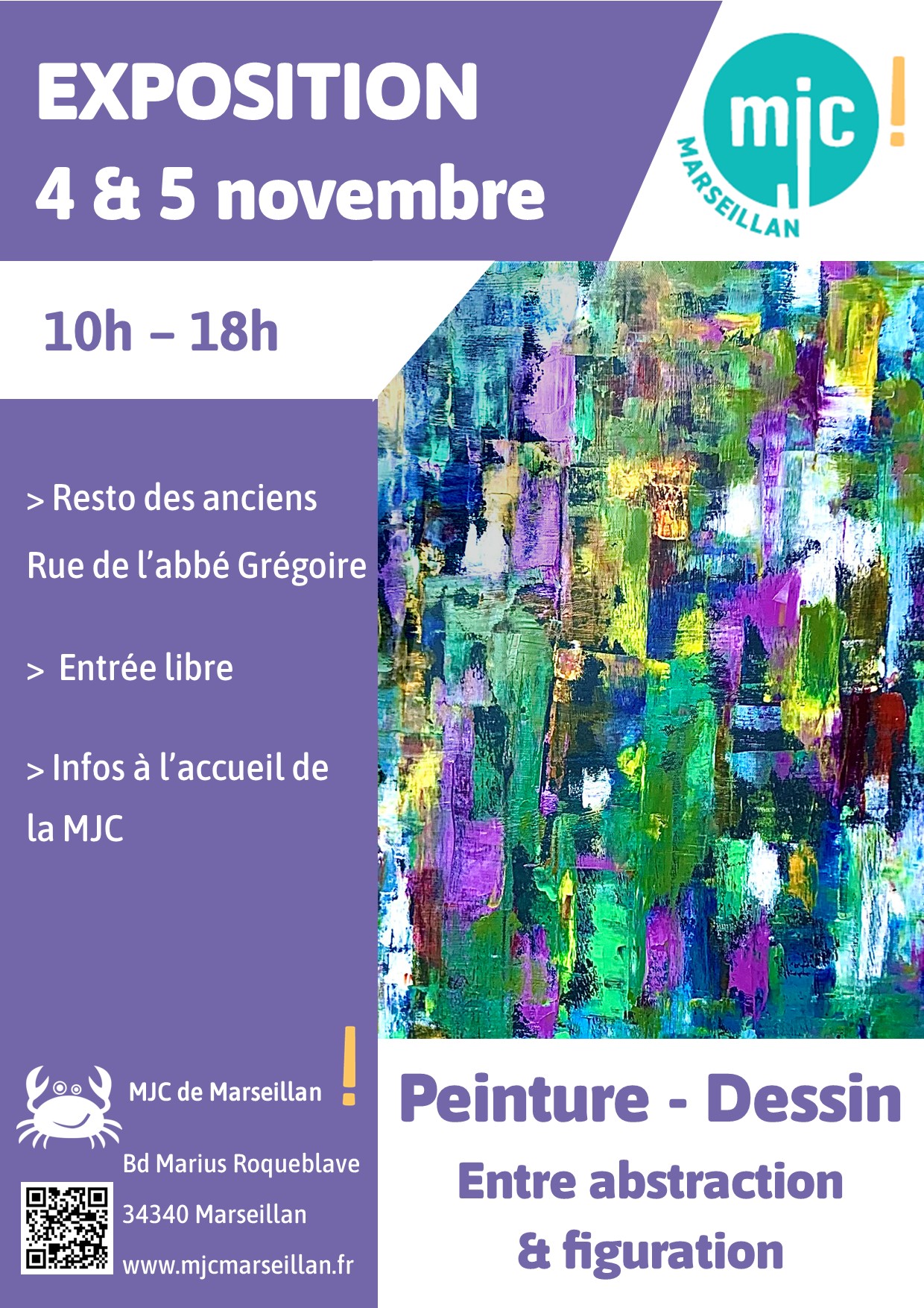 Viens parcourir l'exposition de peinture de la MJC de Marseillan exposition peinture abstrait marseillan