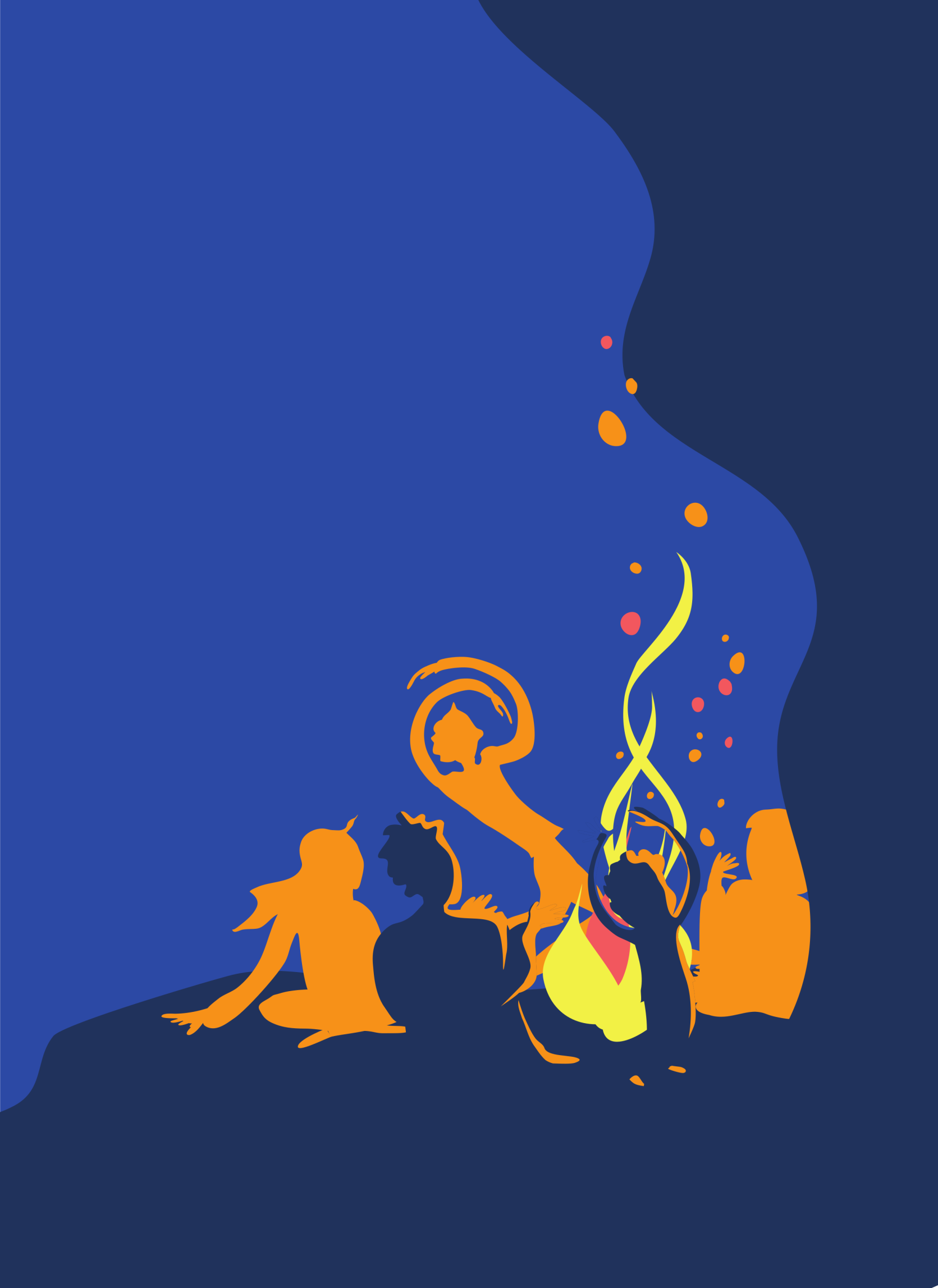 Jardin au naturel Illustration de personnes s'amusant autour d'un feu de camp