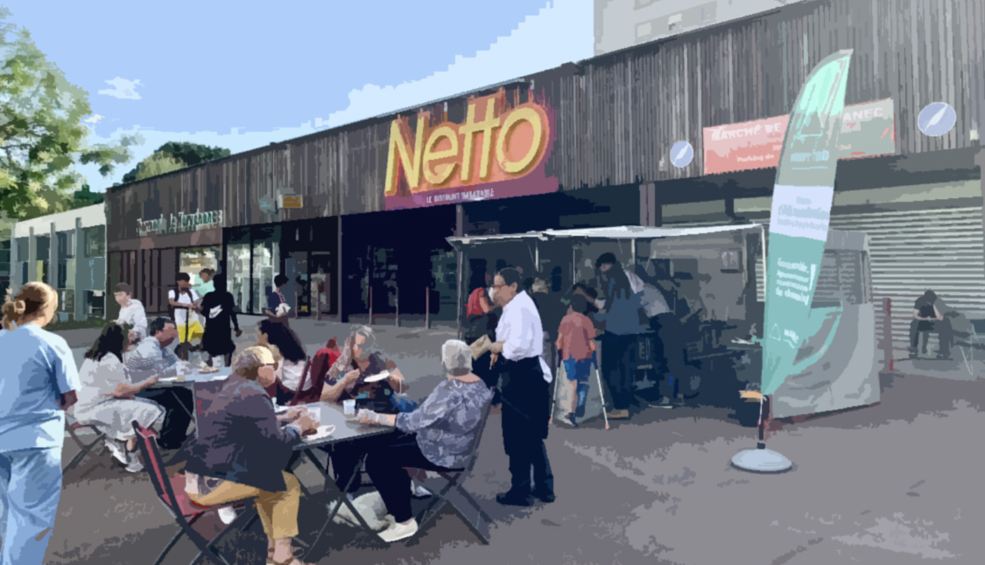Cuisine mobile devant le centre commercial de Kervenanec