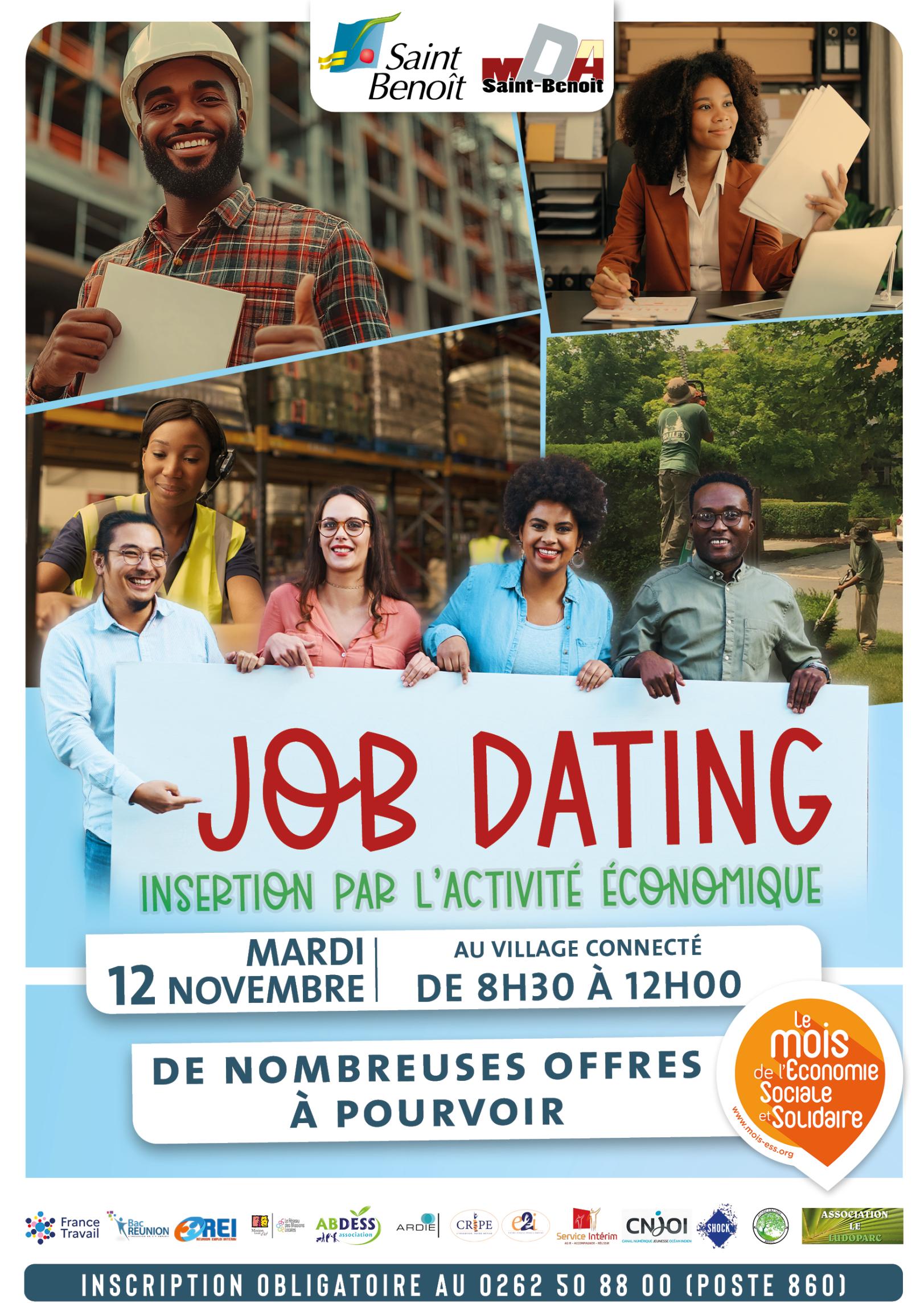 JOB DATING IAE le 12 novembre 2024 à Saint-Benoît - Informations au 0262 50 88 00 poste 860