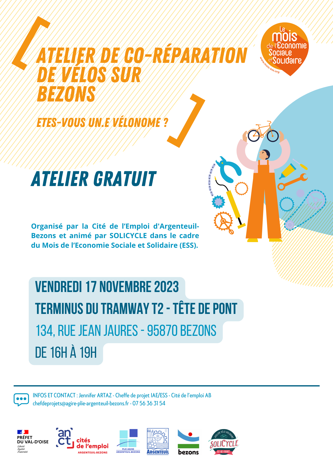 Affiche atelier vélo Bezons 17/11/2023