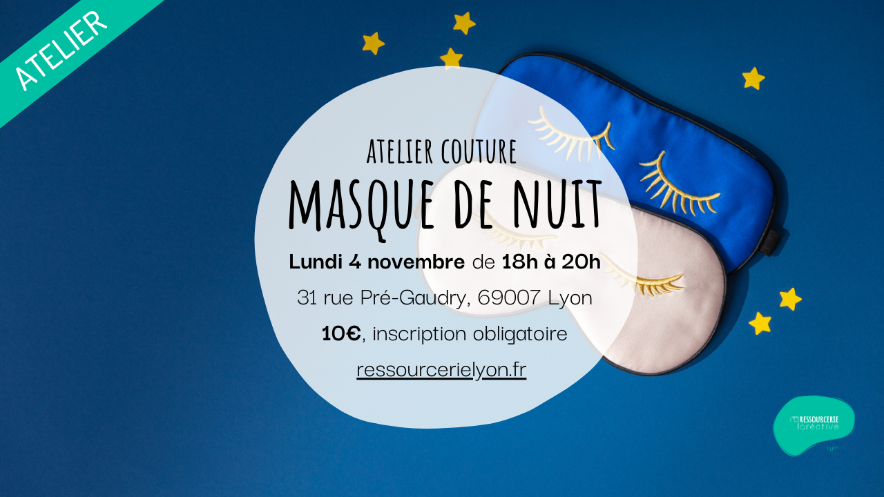 Vignette de l'atelier couture d'un masque de nuit Vignette de l'atelier couture d'un masque de nuit