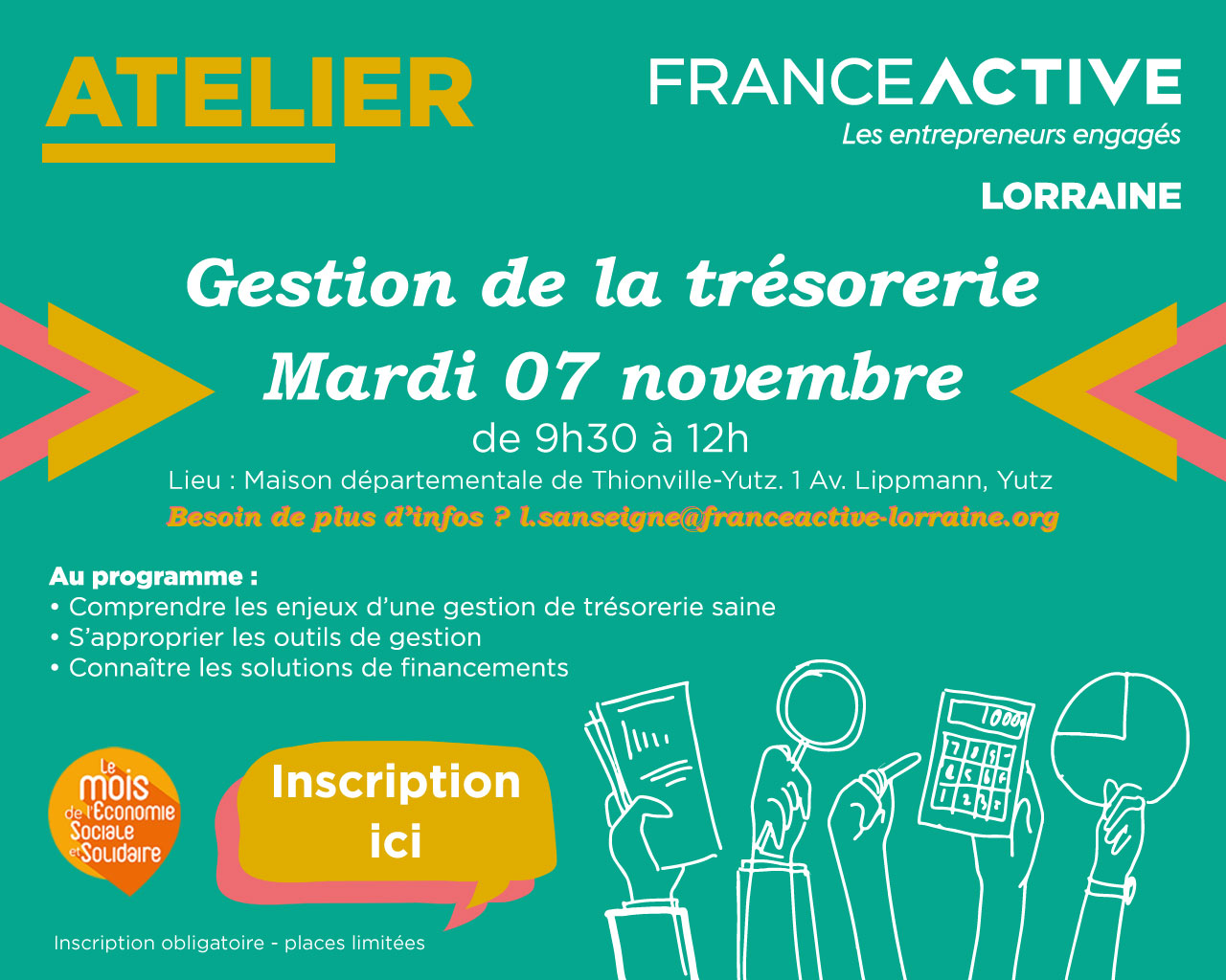Atelier gestion de trésorerie Atelier le mardi 07 novembre