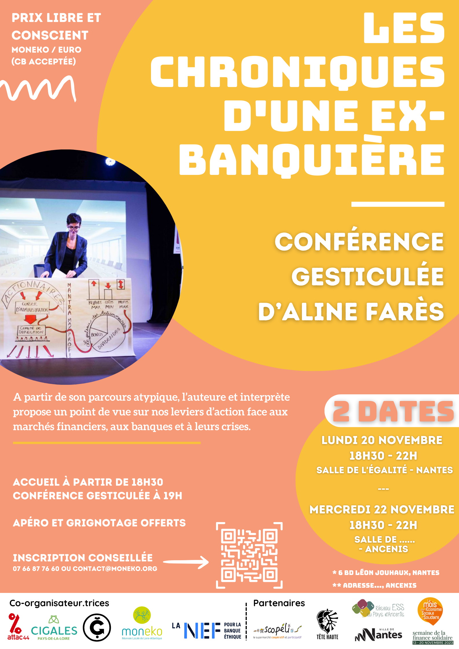 "Les chroniques d'une ex-banquière", conférence gesticulée d'Aline Farès Chroniques d'une ex-banquière, conférence gesticulée
