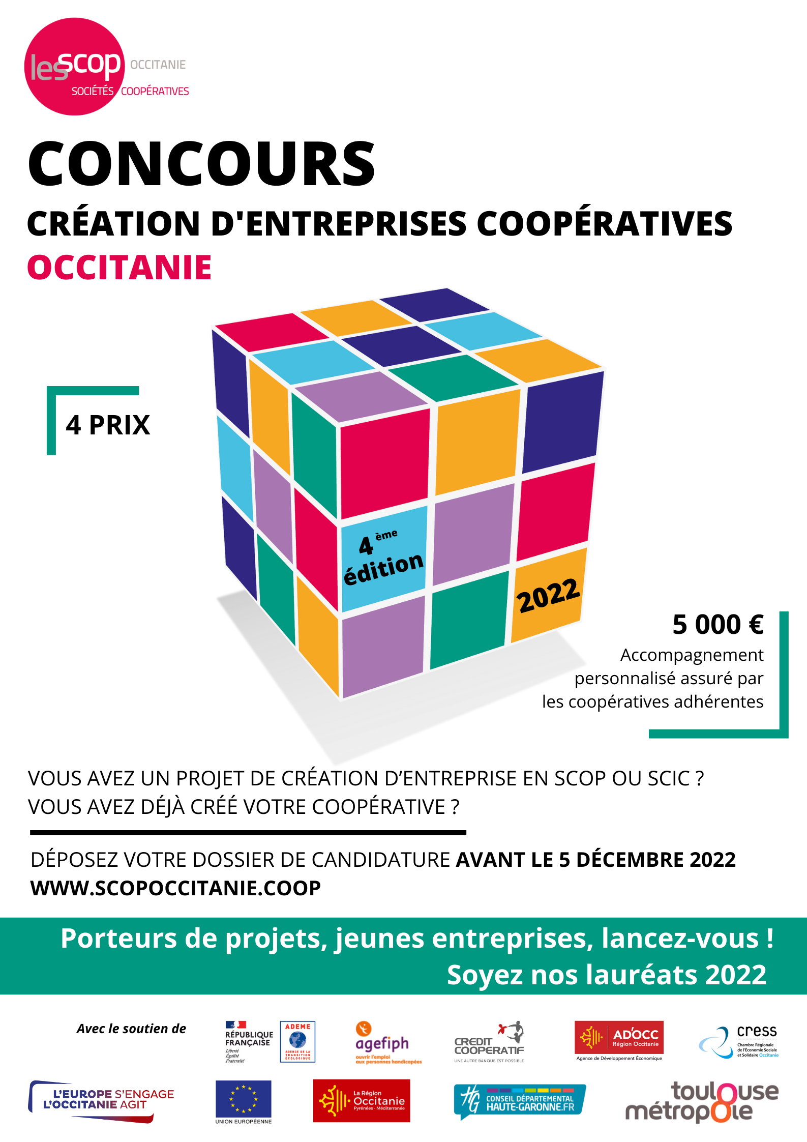 Affiche Concours de création d’entreprises coopératives en Occitanie - 4e édition Affiche Concours de création d’entreprises coopératives en Occitanie - 4e édition
