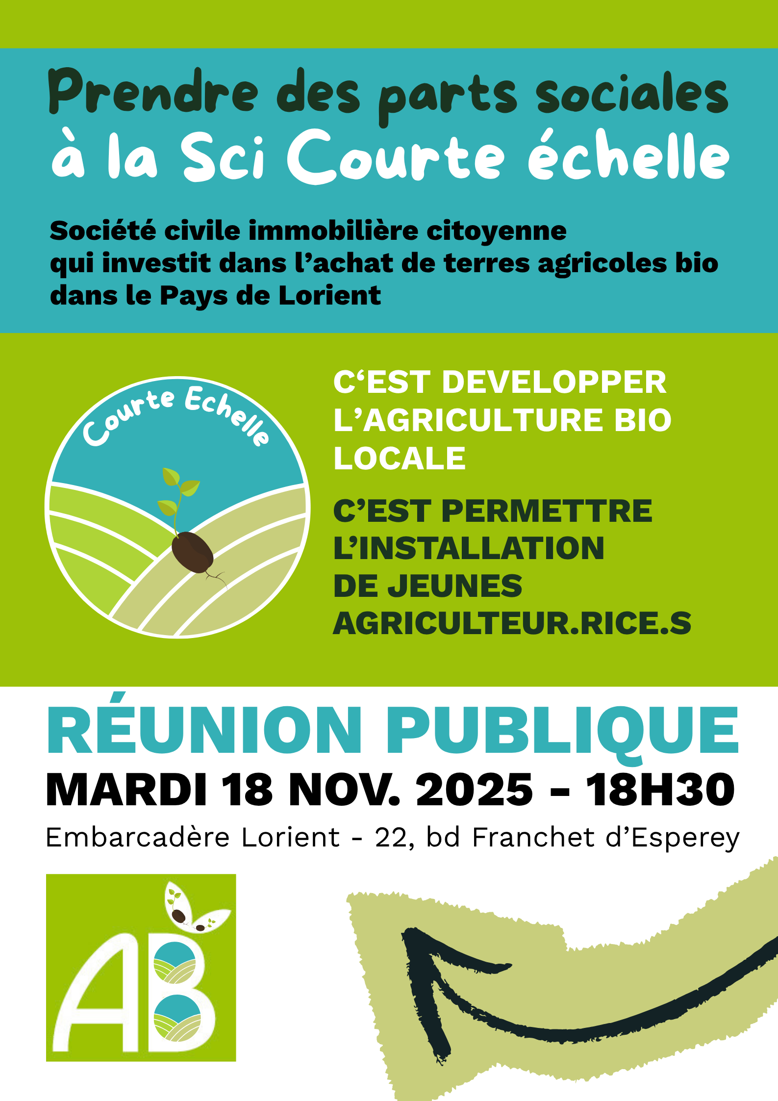 Appel à prendre des parts dans la SCI Courte Echelle dans le but d'investir dans de nouveaux projets d'agriculture bio dans le Pays de Lorient