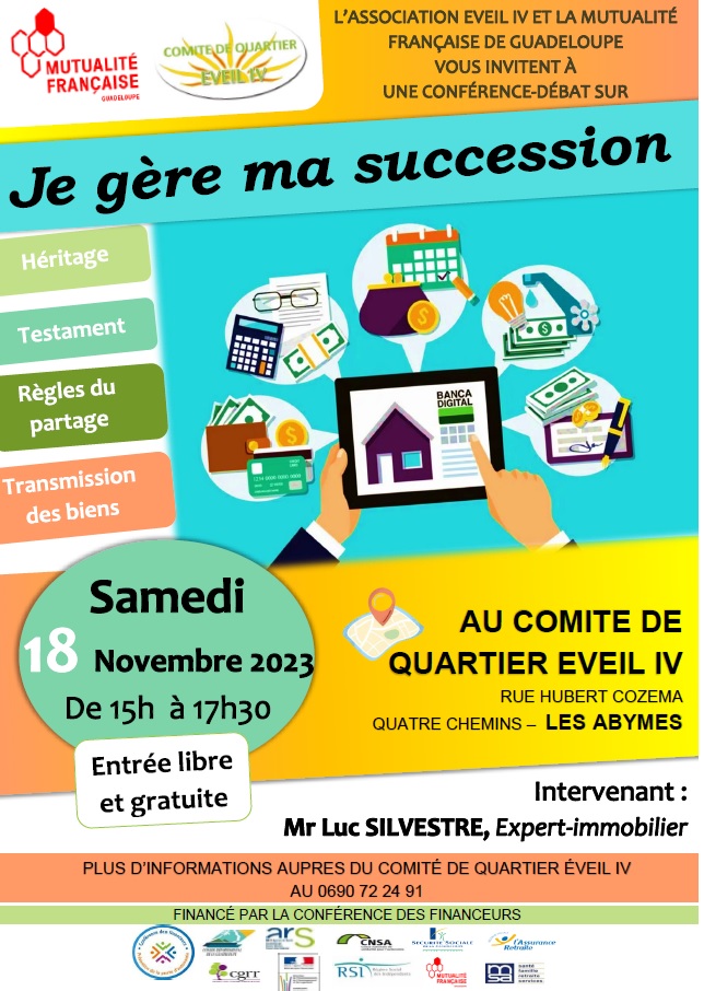 Affiche Je gère ma succession Affiche Je gère ma succession - Samedi 18 novembre 2023 à 15h