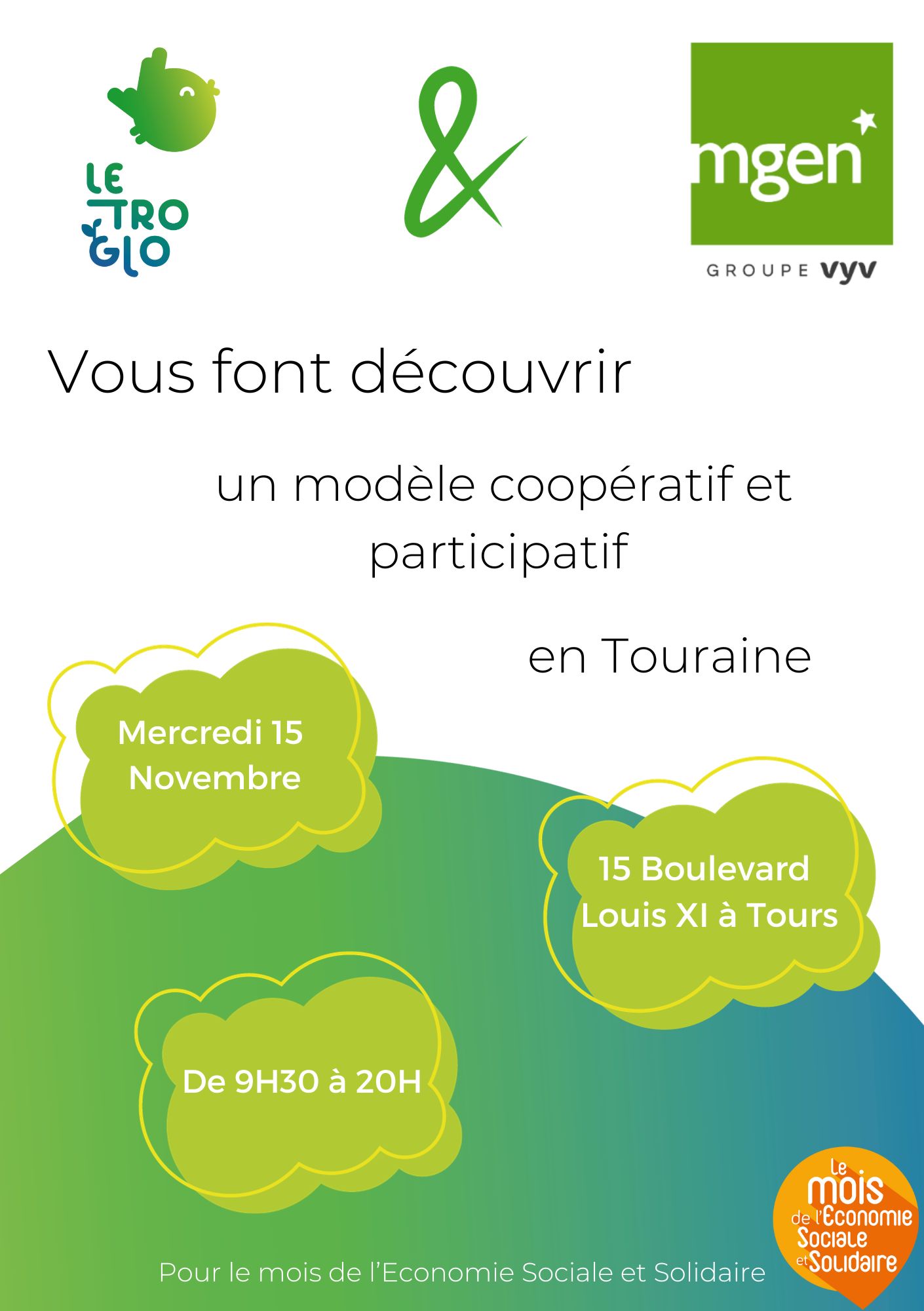 Affiche mois de l'ESS MGEN 37- Troglo Mgen vous invite à découvrir le Troglo, supermarché coopératif et participatif