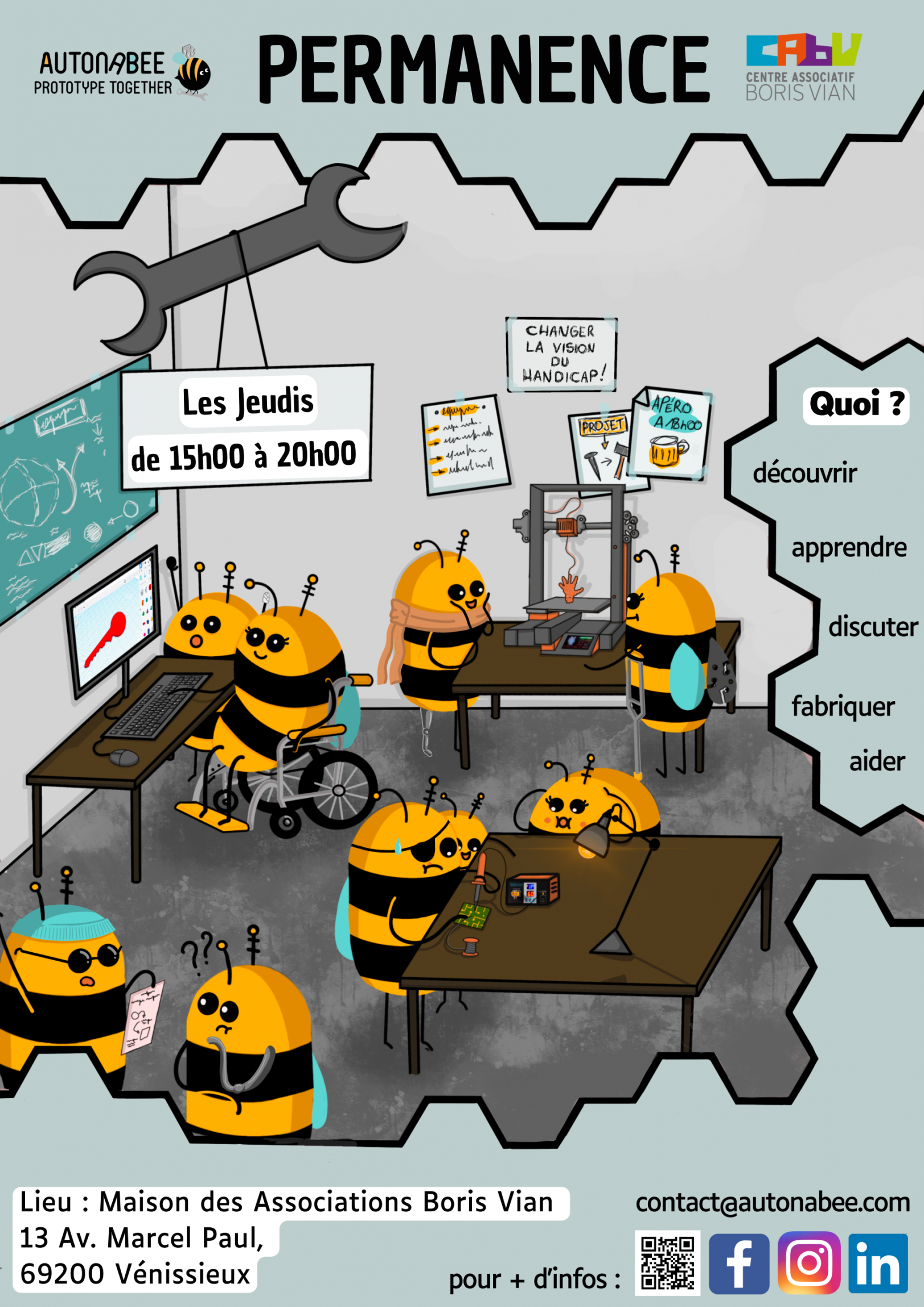 Permanence handicap au CABV les jeudis dee 15 à 20h Affiche des permanence handicap au CABV les jeudis dee 15 à 20h