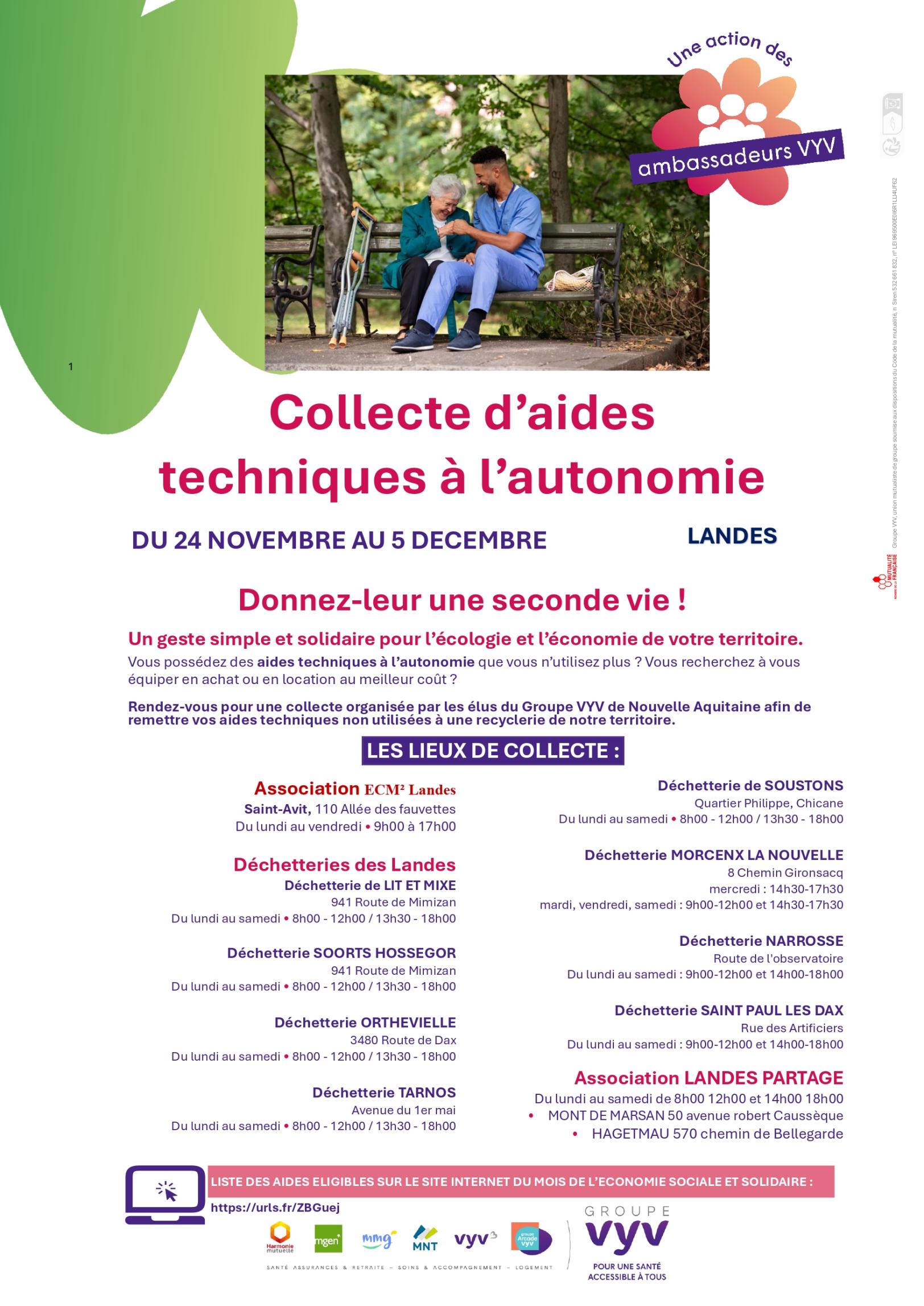 Comité régional VYV Nouvelle Aquitaine Collecte VYV Aides Techniques à 'Autonomie Landes