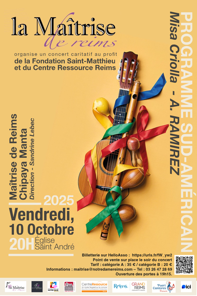 concert la Maîtrise cathédrale 10 octobre à 20H Visuel de concert mettrant en avant l'orchestre Chipaya Manta : Programme sud-Américain