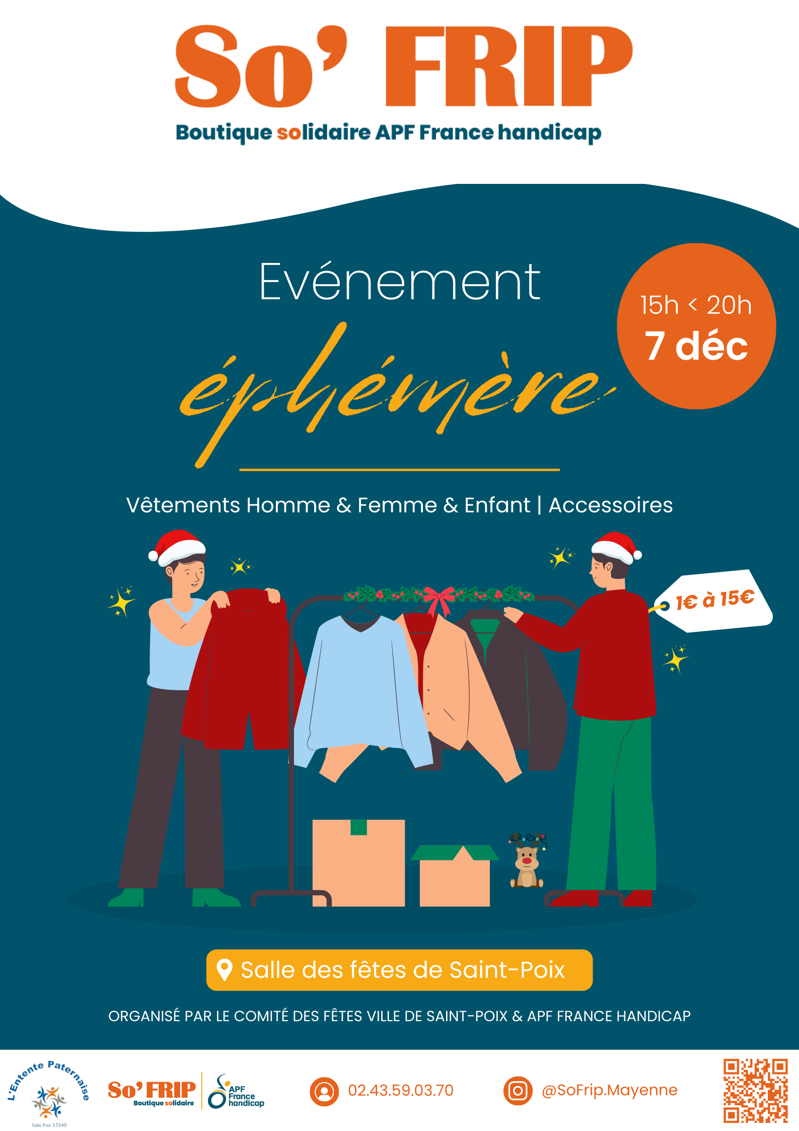 Friperie Ephémère So'FRIP par APF France Handicap pour le marché de noël de Saint-Poix