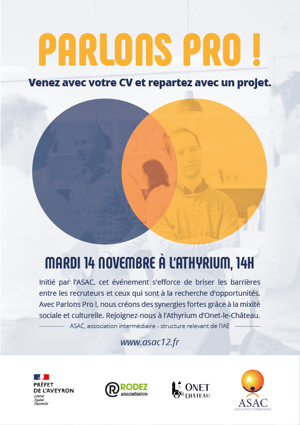 Parlons Pro ! Venez avec un CV et repartez avec un projet ! Parlons Pro ! Venez avec un CV et repartez avec un projet !