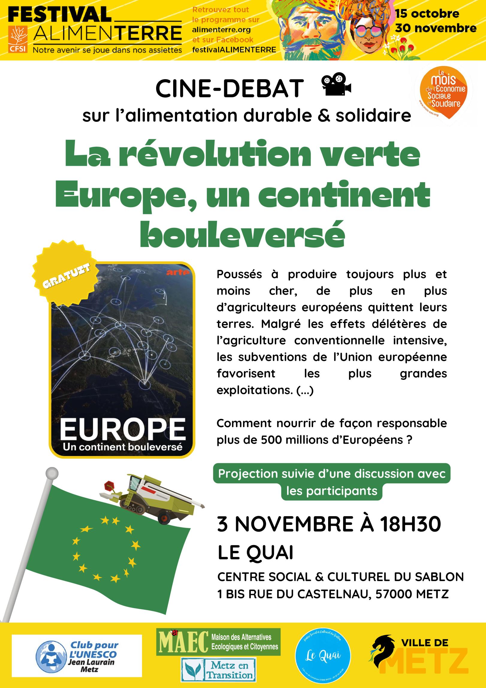 Ciné Débat : La révolution verte. Europe, un continent bouleversé
