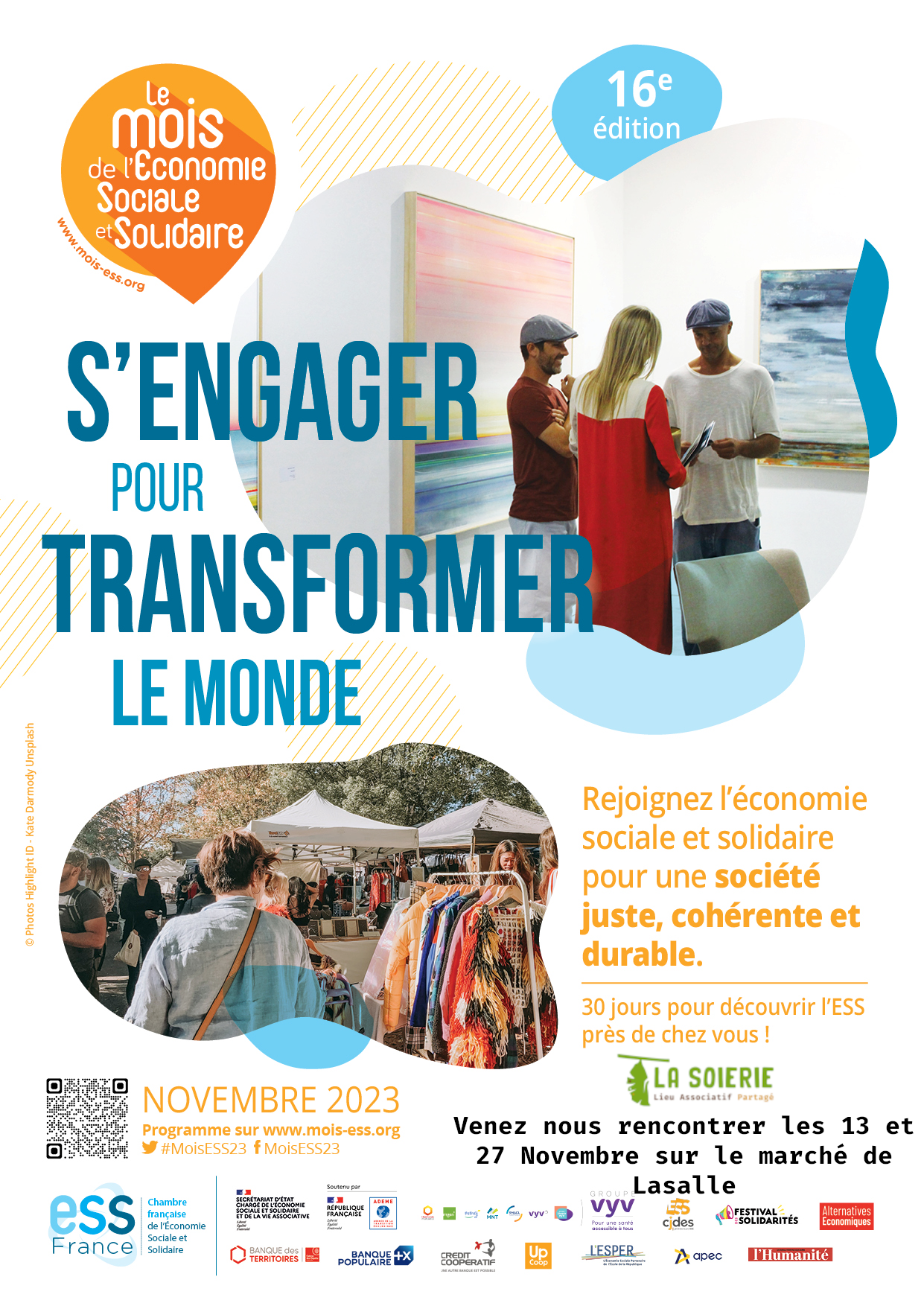 Affiche Stand Soierie 13 et 27 novembre 2023 Marché Lasalle Stand d'information sur le marché de Lasalle en Cévennes