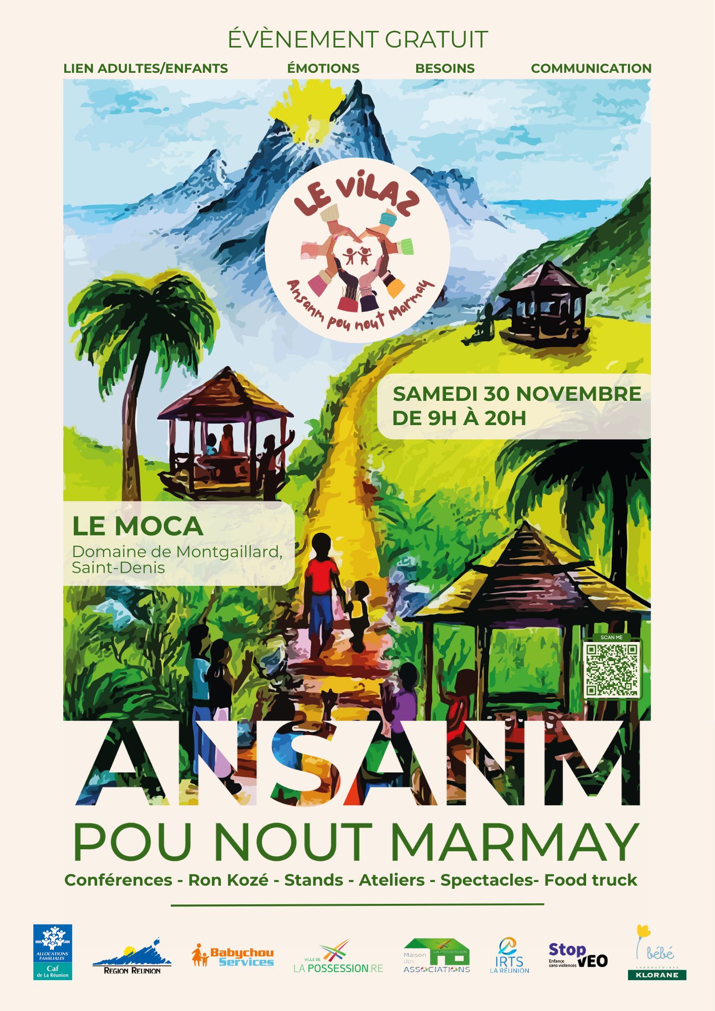 Le Vilaz - Ansanm pou nout Marmay évènement Réunion sur le lien adulte enfant 30/11 Saint Denis