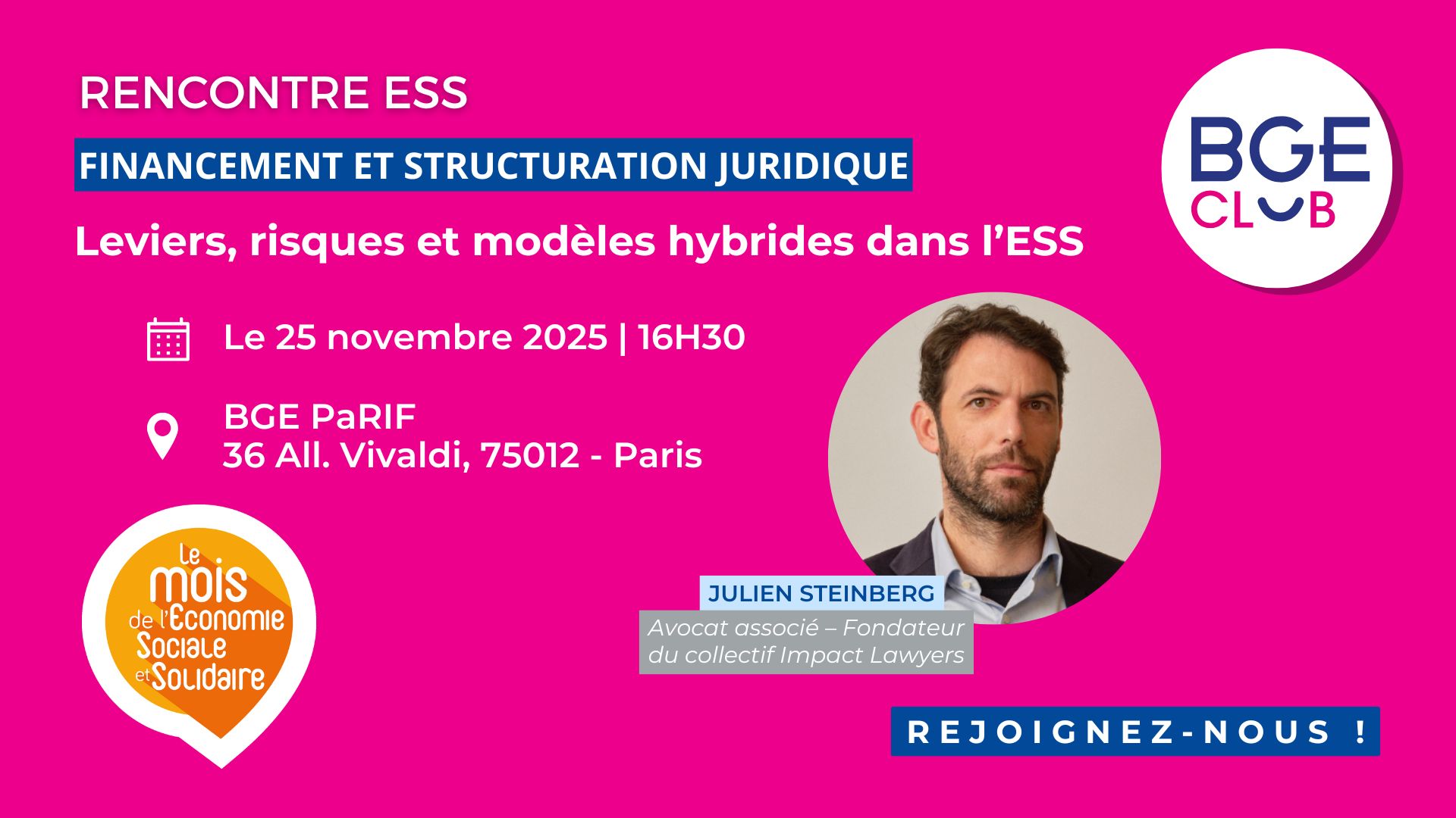 Baniere invitation Rencontre ESS - BGE PaRIF