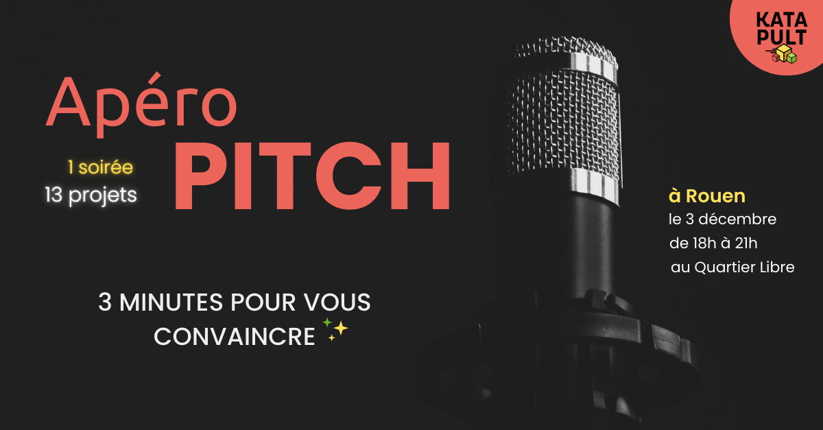 Apéro Pitch Katapult Rouen Titre "Apéro Pitch" avec image de micro
