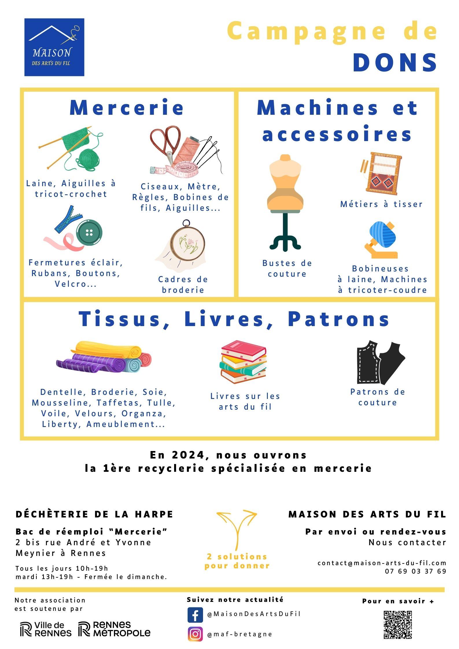 Campagne de dons pour la 1ère recyclerie d emercerie à Rennes Campagne de dons de mercerie