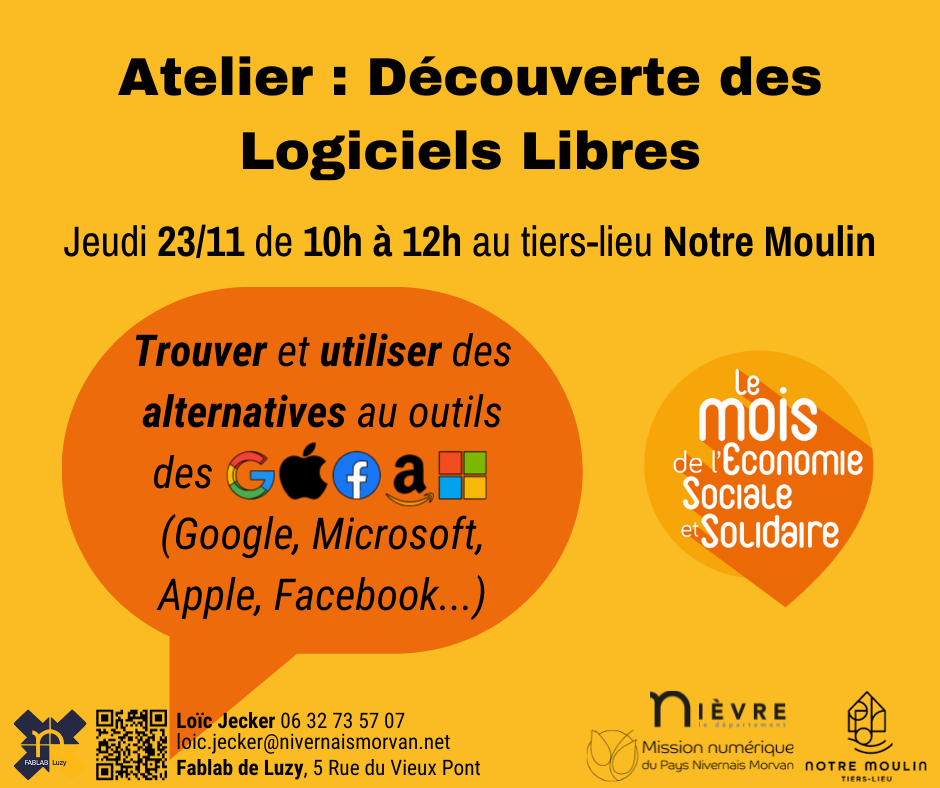 Découverte des logiciels libres Post Facebook de l'atelier