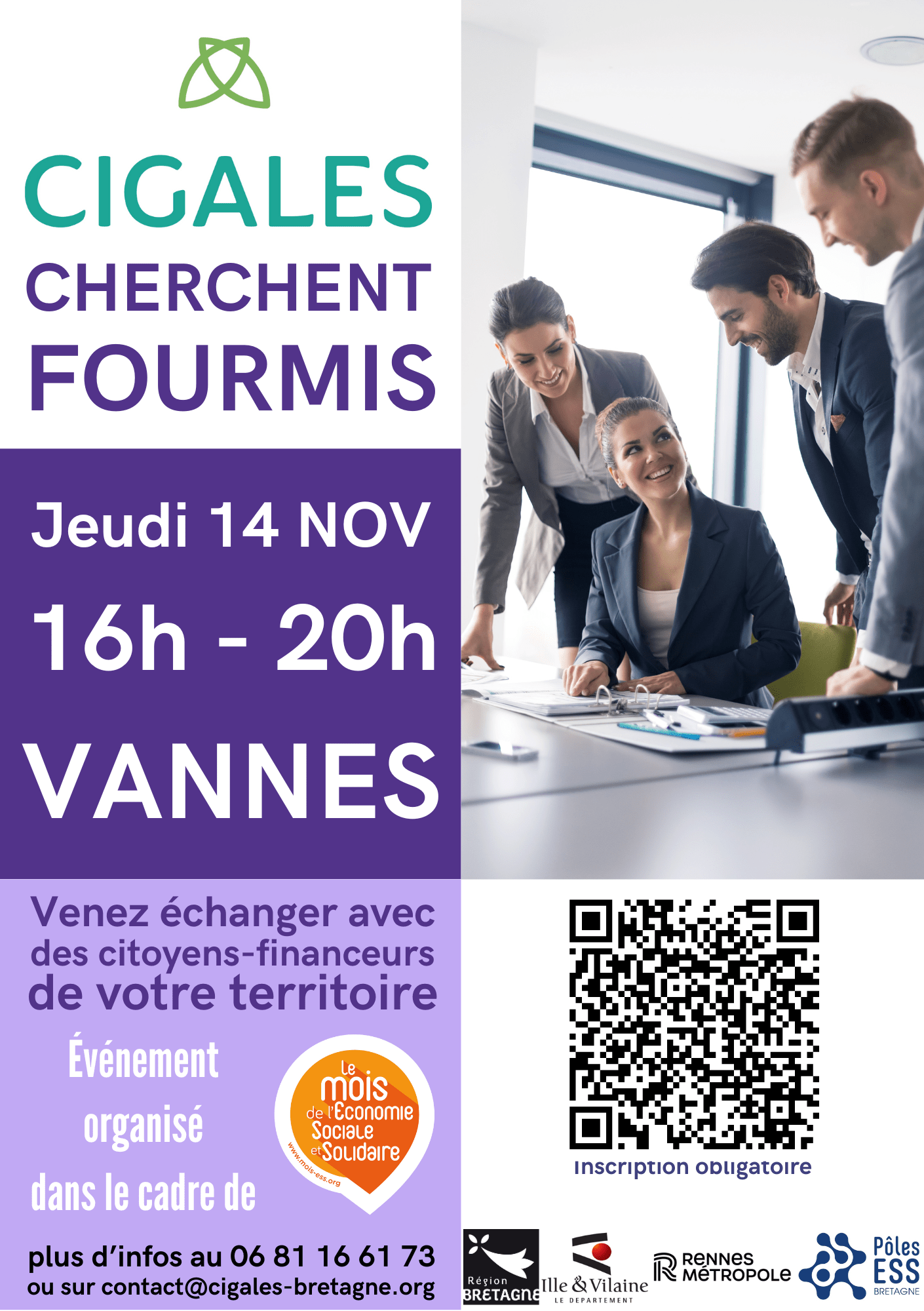 Événement CIGALES cherchent fourmis à Vannes le jeudi 14 Novembre 2024