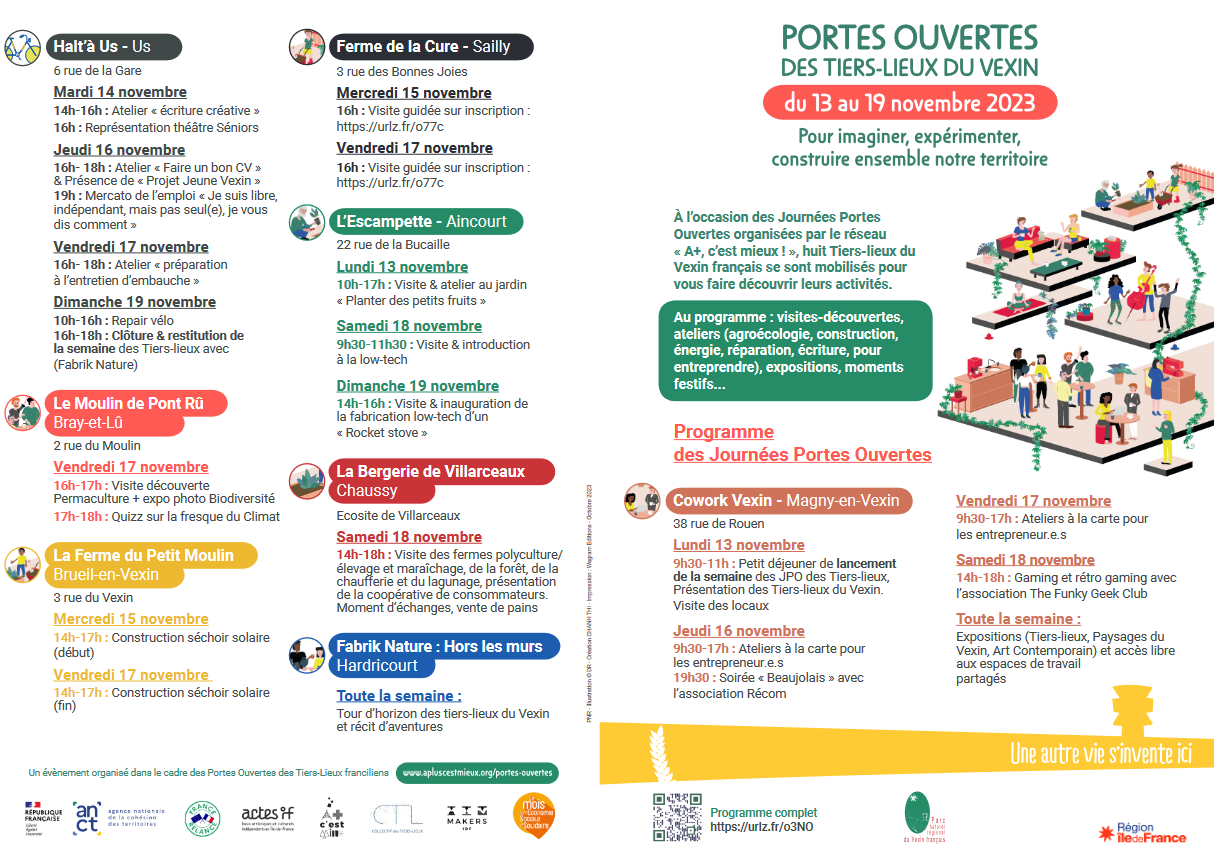 Agenda des activités prévues par les tiers-lieux du Vexin français Agenda des activités prévues par les tiers-lieux du Vexin français