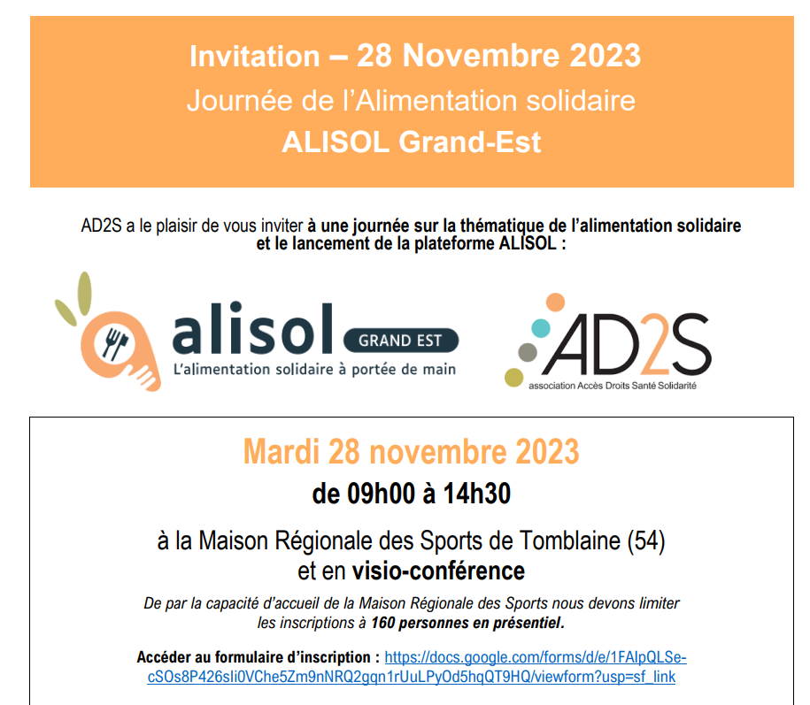 JOURNEE DE L'ALIMENTATION SOLIDAIRE ALISOL GRAND EST ALISOL GRAND EST