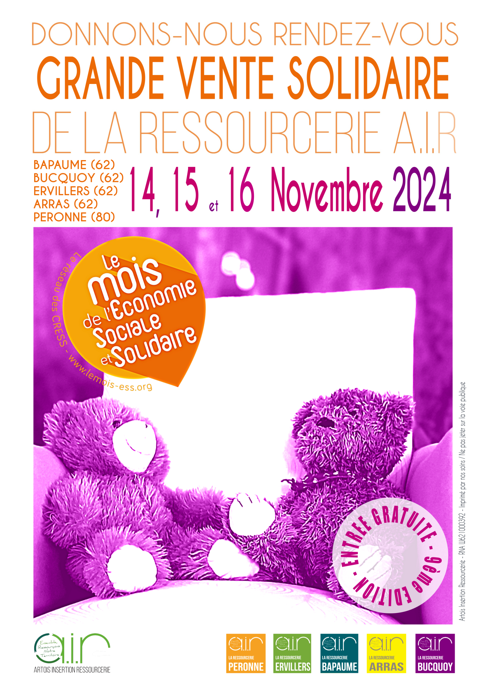 GRANDE VENTE SOLIDAIRE DU MOIS DE L'ESS GRANDE VENTE SOLIDAIRE DE LA RESSOURCERIE AIR