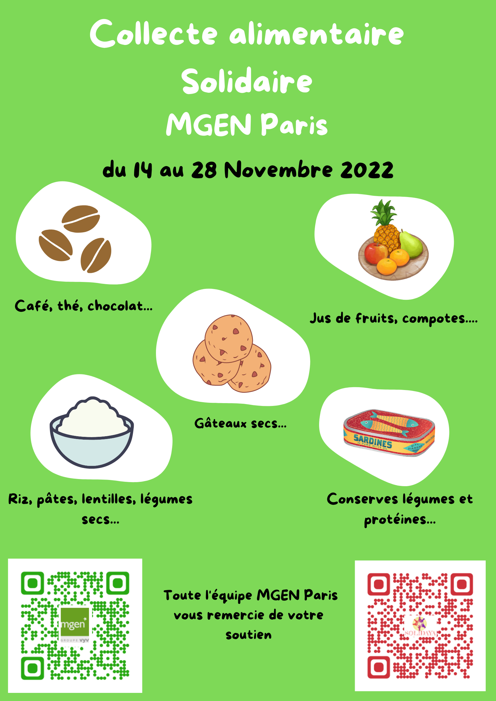 Collecte alimentaire solidaire Collecte alimentaire solidaire MGEN-SOLIDAYA