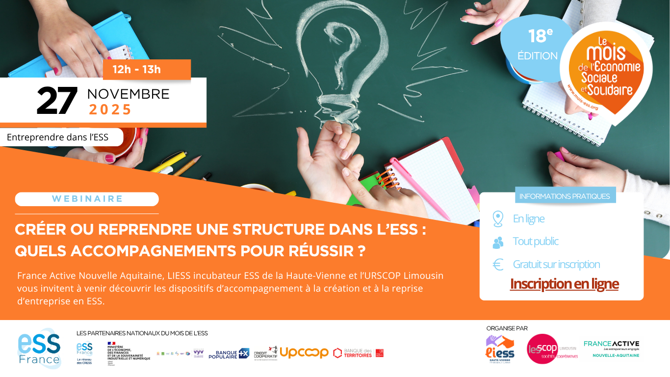 Créer ou reprendre une structure dans l’ESS : quels accompagnements pour réussir ? Créer ou reprendre une structure dans l’ESS : quels accompagnements pour réussir ?