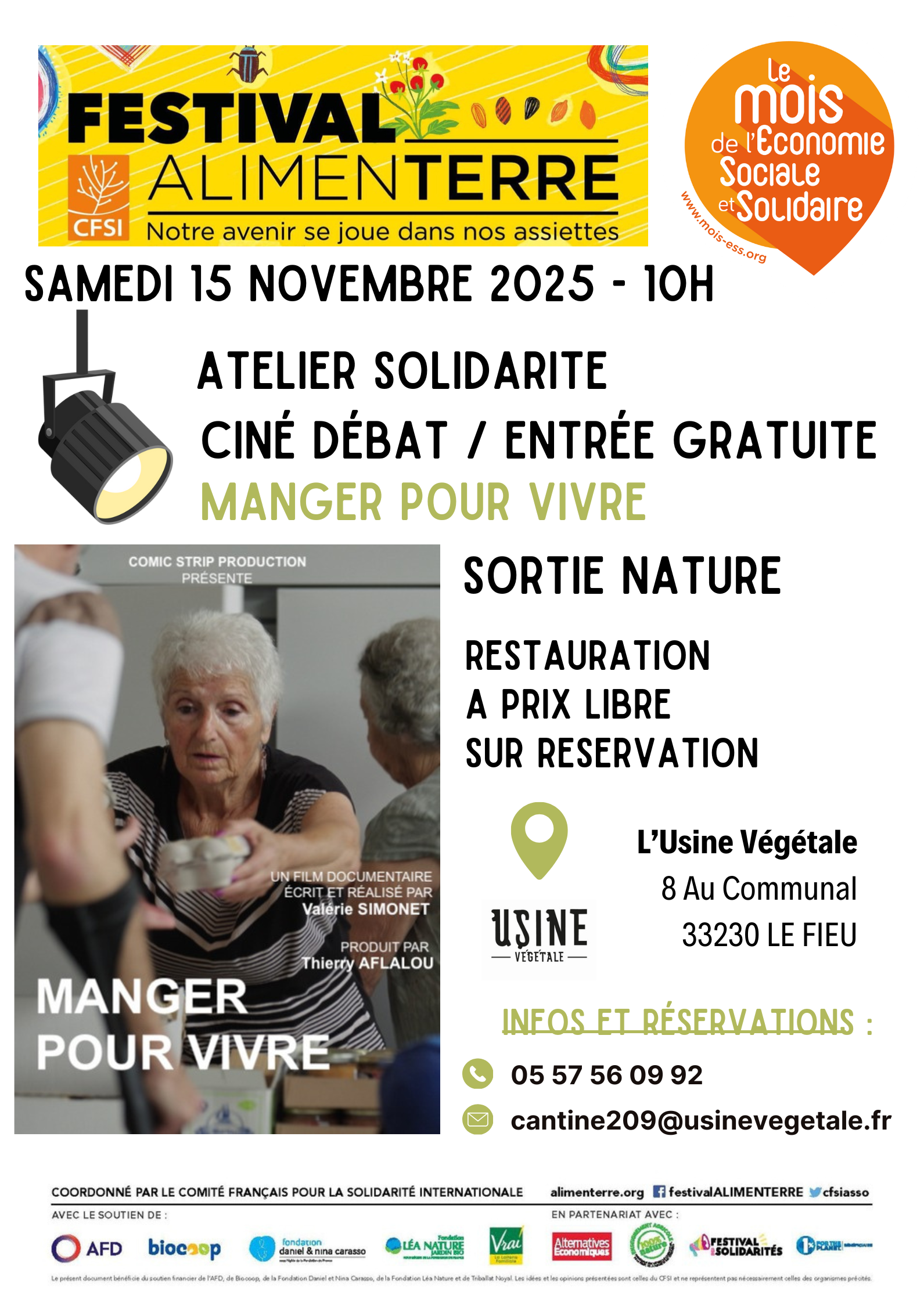 Alimentation, Solidarité et ESS Participez à la journée “Alimentation, Solidarité et ESS” le 15 novembre à l’UV 🌾 Atelier participatif, film Manger pour vivre, échanges & déjeuner solidaire. Un moment pour agir ensemble vers une société plus juste