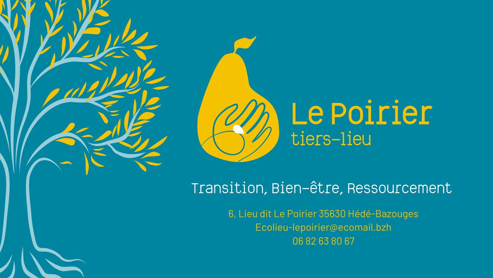 LE POIRIER TIERS LIEU - HEDE BAZOUGES Le Poirier Tiers Lieu - Transition, bien-être et ressourcement - 6 lieu dit Le Poirier - 35630 Hédé Bazouges - ecolieu-lepoirier@ecomail.bzh - 06.82.63.80.67