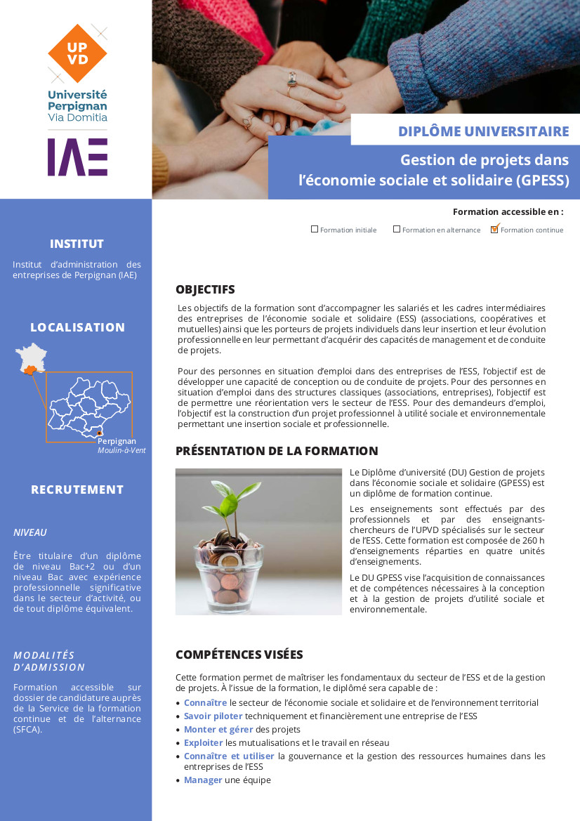 Plaquette de formation DU GPESS