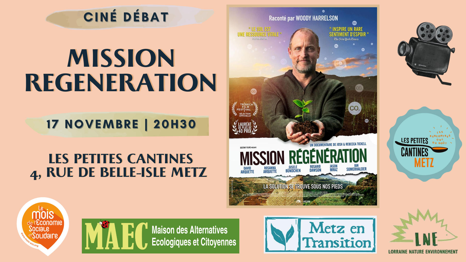 Projection du film/documentaire Mission Régénération Ciné-débat autour du film/documentaire Mission Régénération