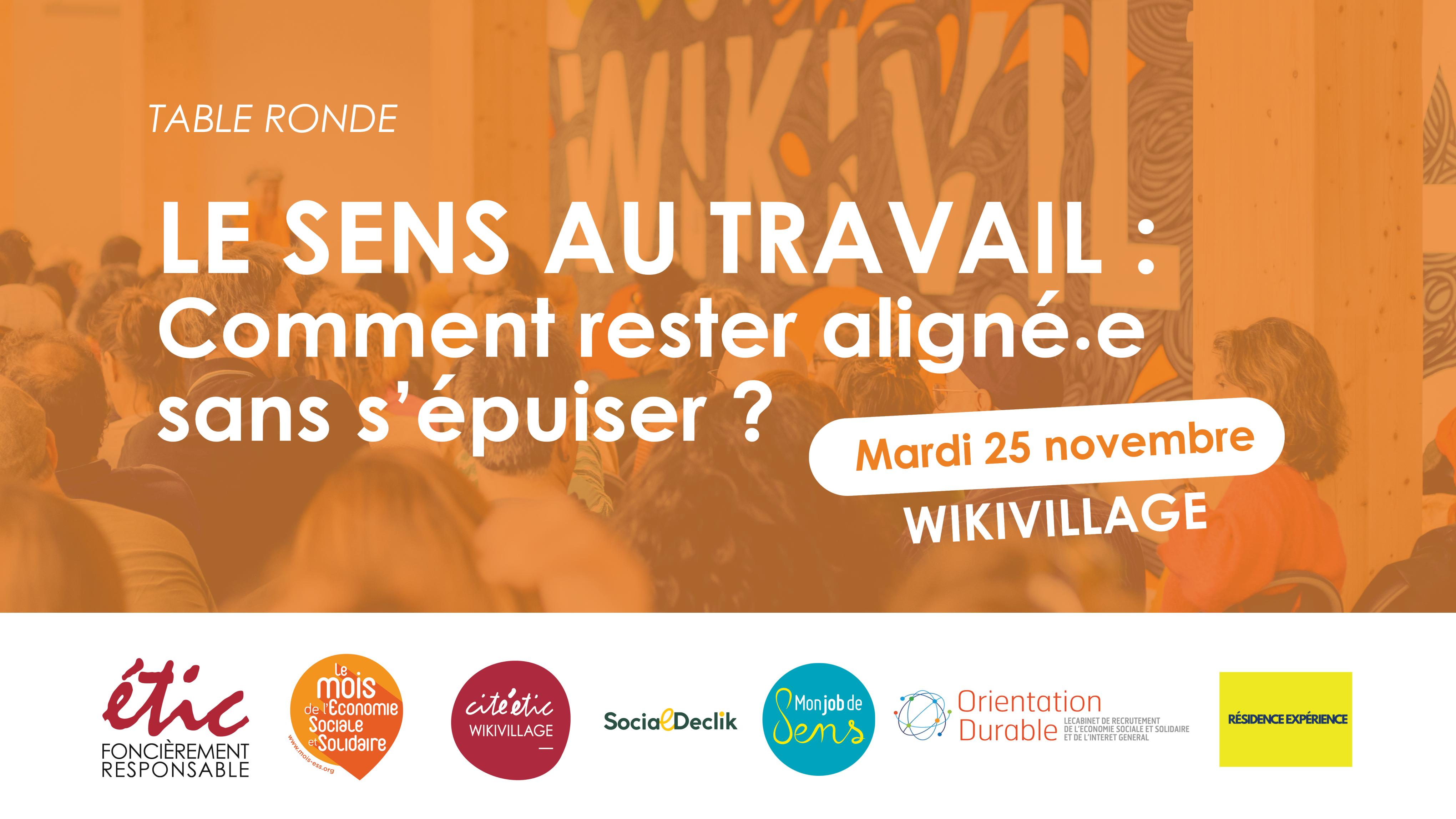Evènement ESS - Le sens au travail - 25/11 à WIKIVILLAGE (Pairs 20e)