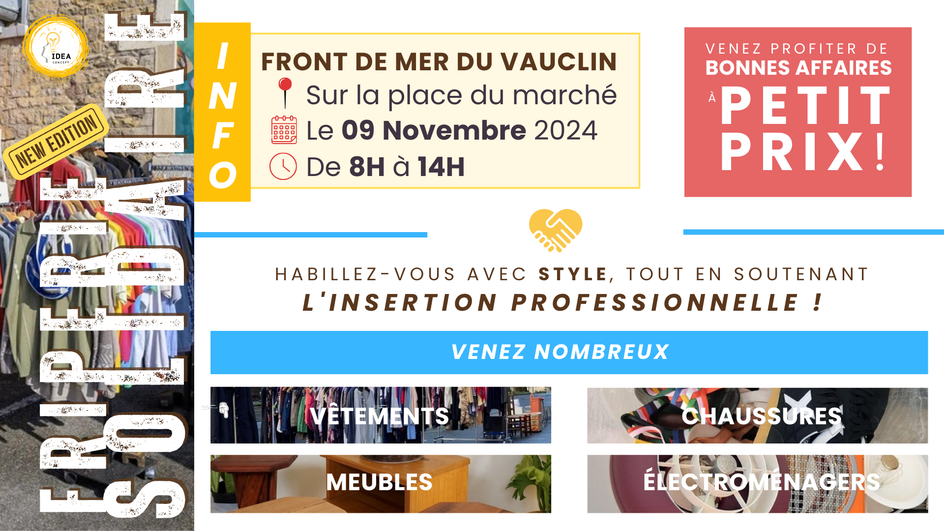 FLYER DE LA FRIPERIE SOLIDAIRE DE MARTINIQUE - AU VAUCLIN - LE 09 NOVEMBRE 2024