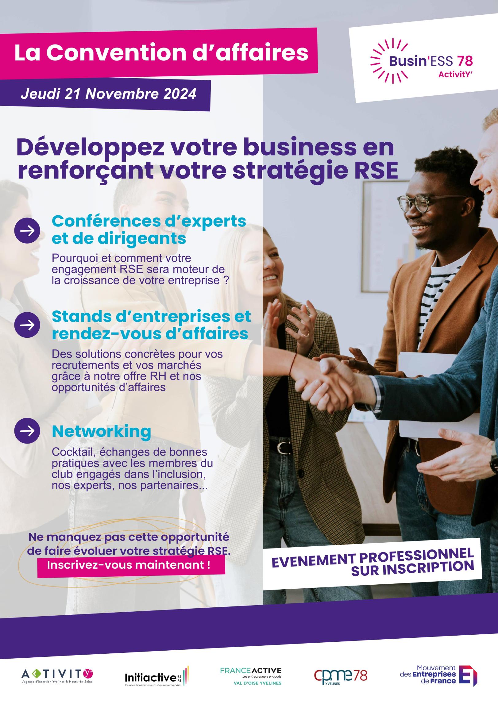 Convention d'Affaires Club Busin'ESS 78 rdv d'affaires, conférence, coktail
