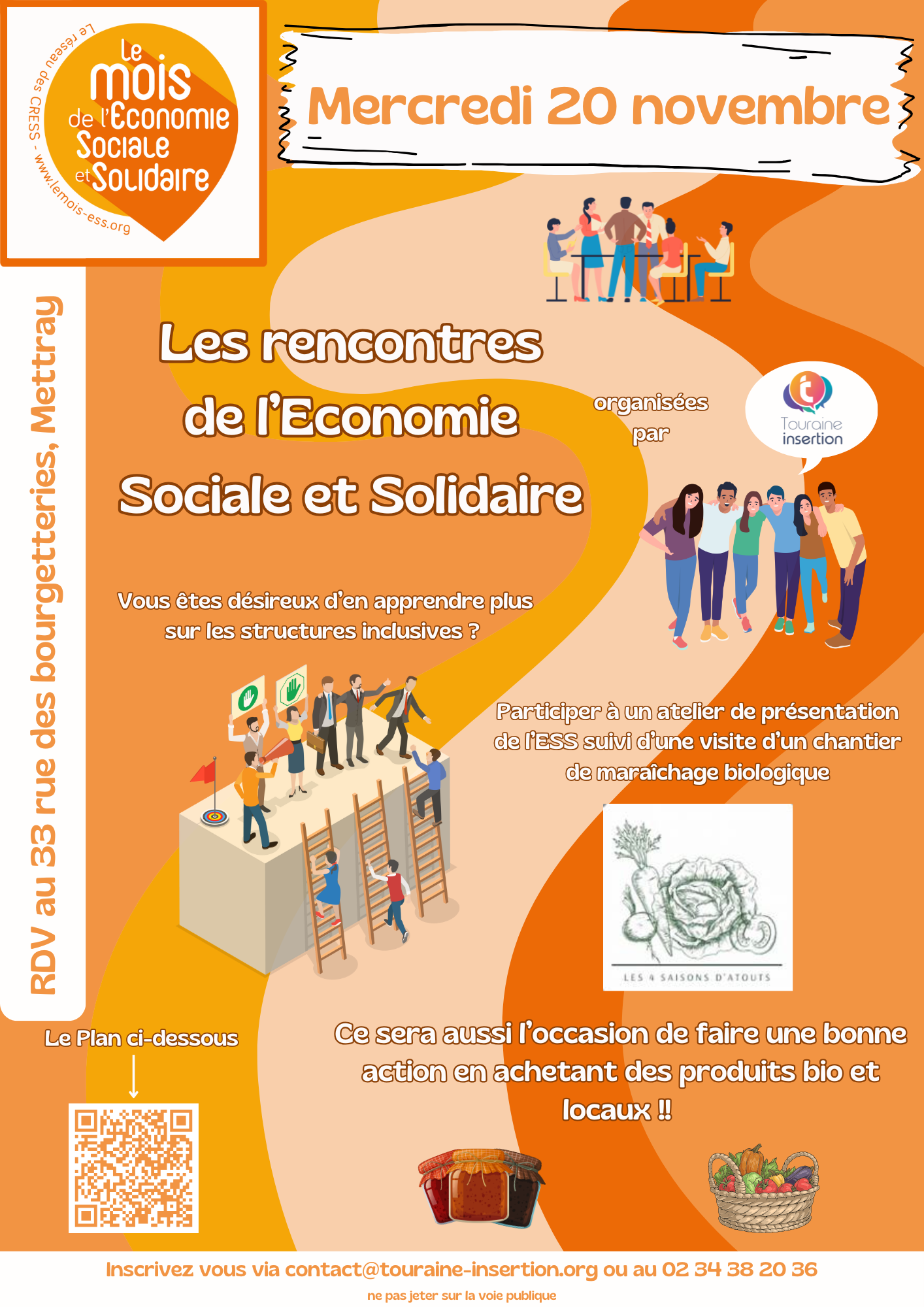 Atelier ESS - Touraine Insertion Visuel de l'atelier ESS organisé par Touraine Insertion présentant les différentes informations sur l'événement