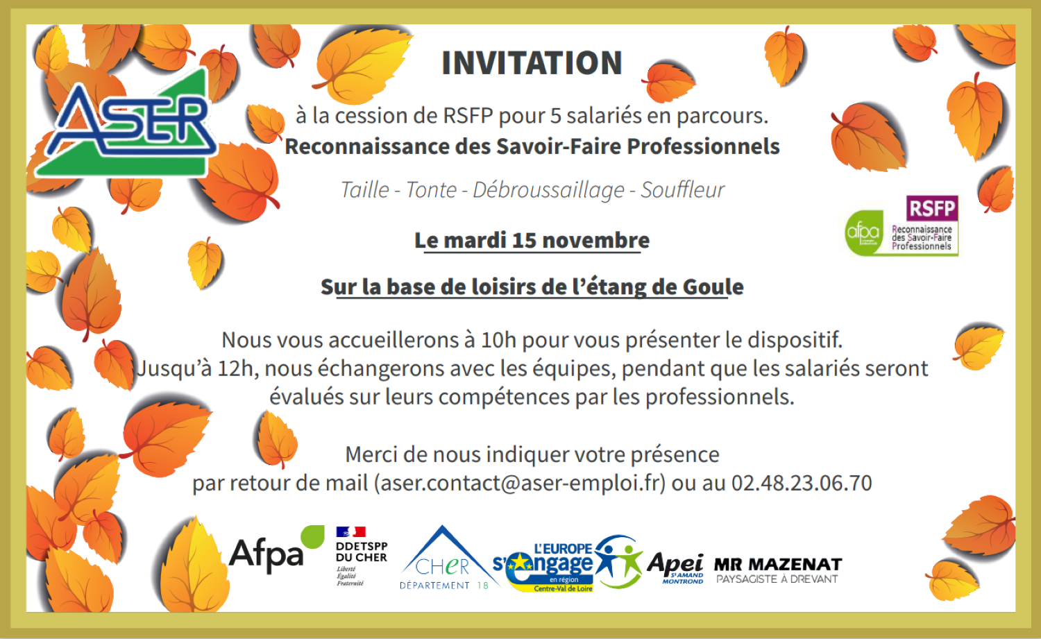 Invitation RSFP - ASER Invitation RSFP - ASER
