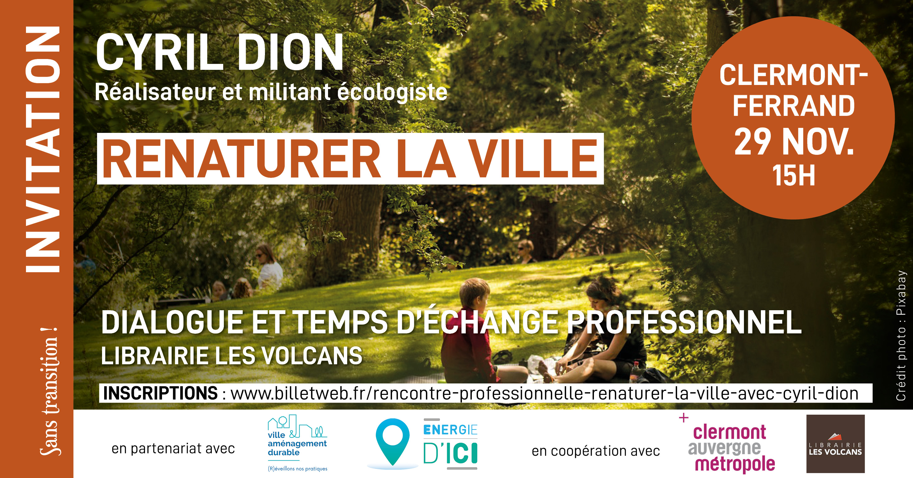 invitation Rencontre professionnelle "Renaturer la ville" avec Cyril Dion Rencontre professionnelle "Renaturer la ville" avec Cyril Dion
