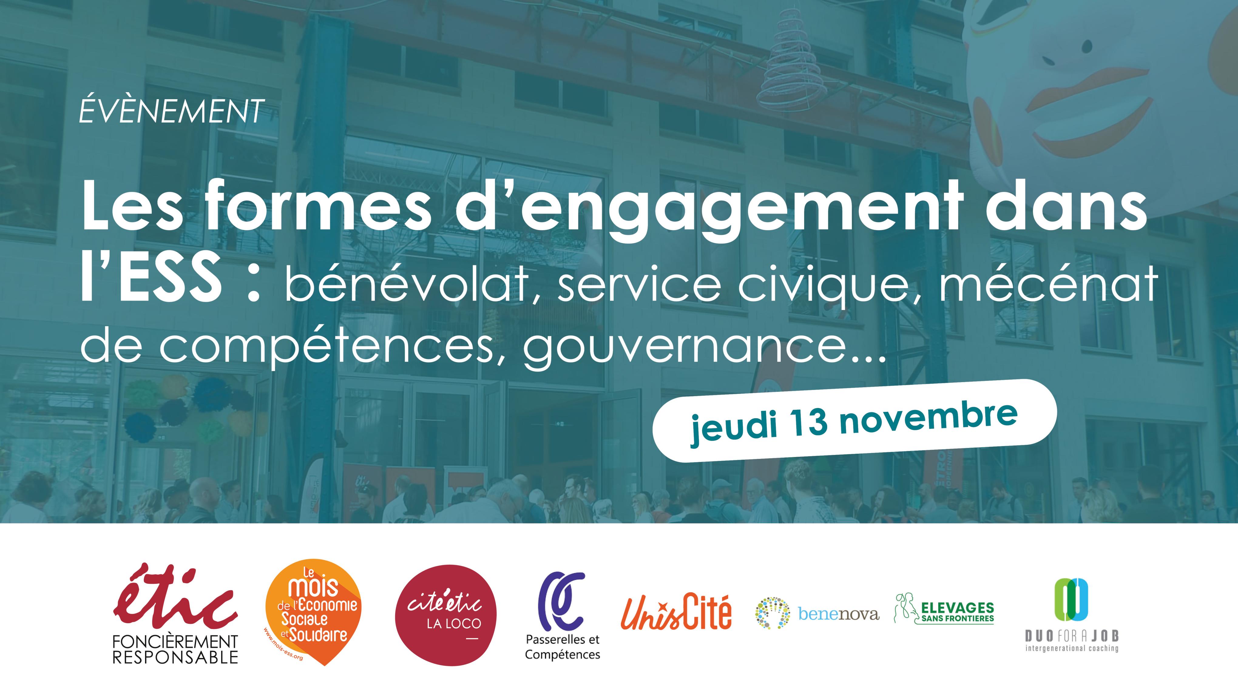 Les formes d'engagement dans l'ESS : bénévolat, service civique, mécénat de compétences, gouvernance