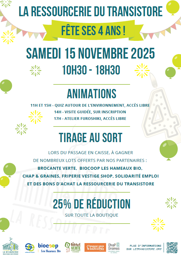 programme de l'anniversaire des 4 ans de la Ressourcerie du TransiStore programme de l'anniversaire des 4 ans de la Ressourcerie du TransiStore