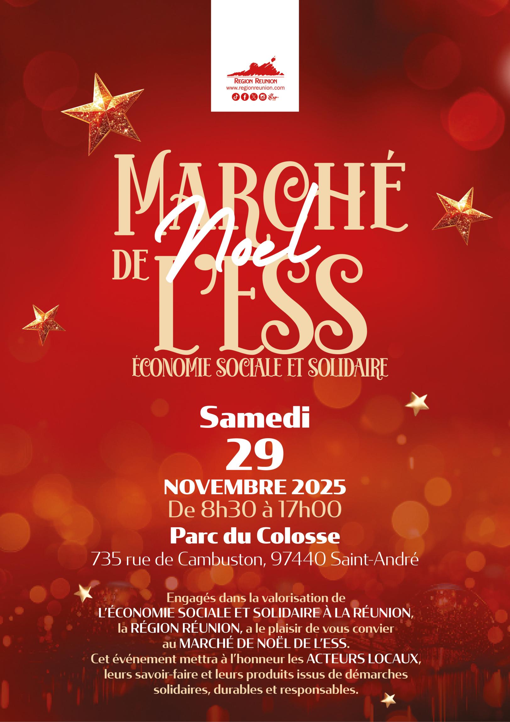 Marché de Noël de l'ESS Marché de Noël de l'ESS au Parc du Colosse le 29 septembre 2025