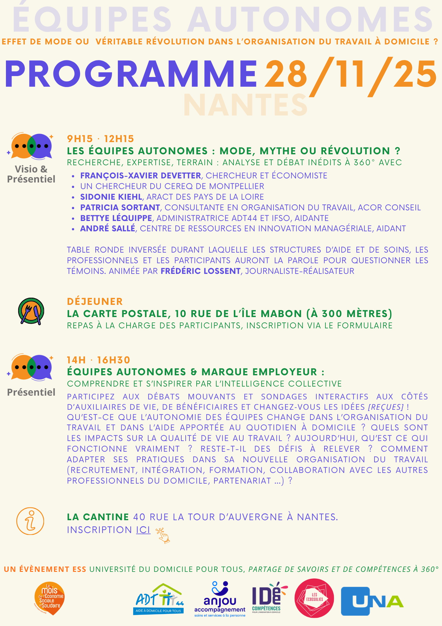Sur inscription - Places limitées Programme de la journée