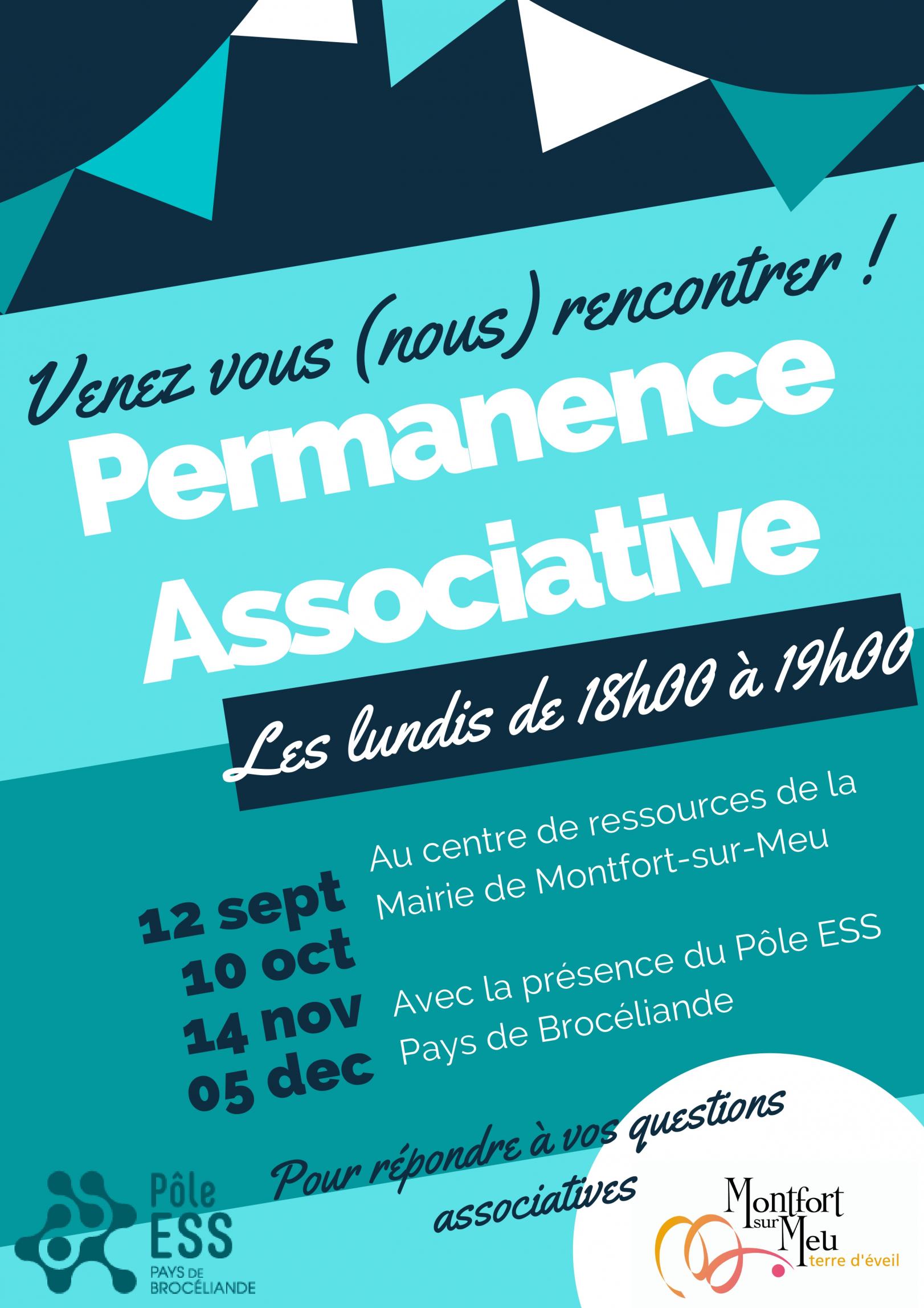 Affiche permanences associatives à Montfort-sur-Meu