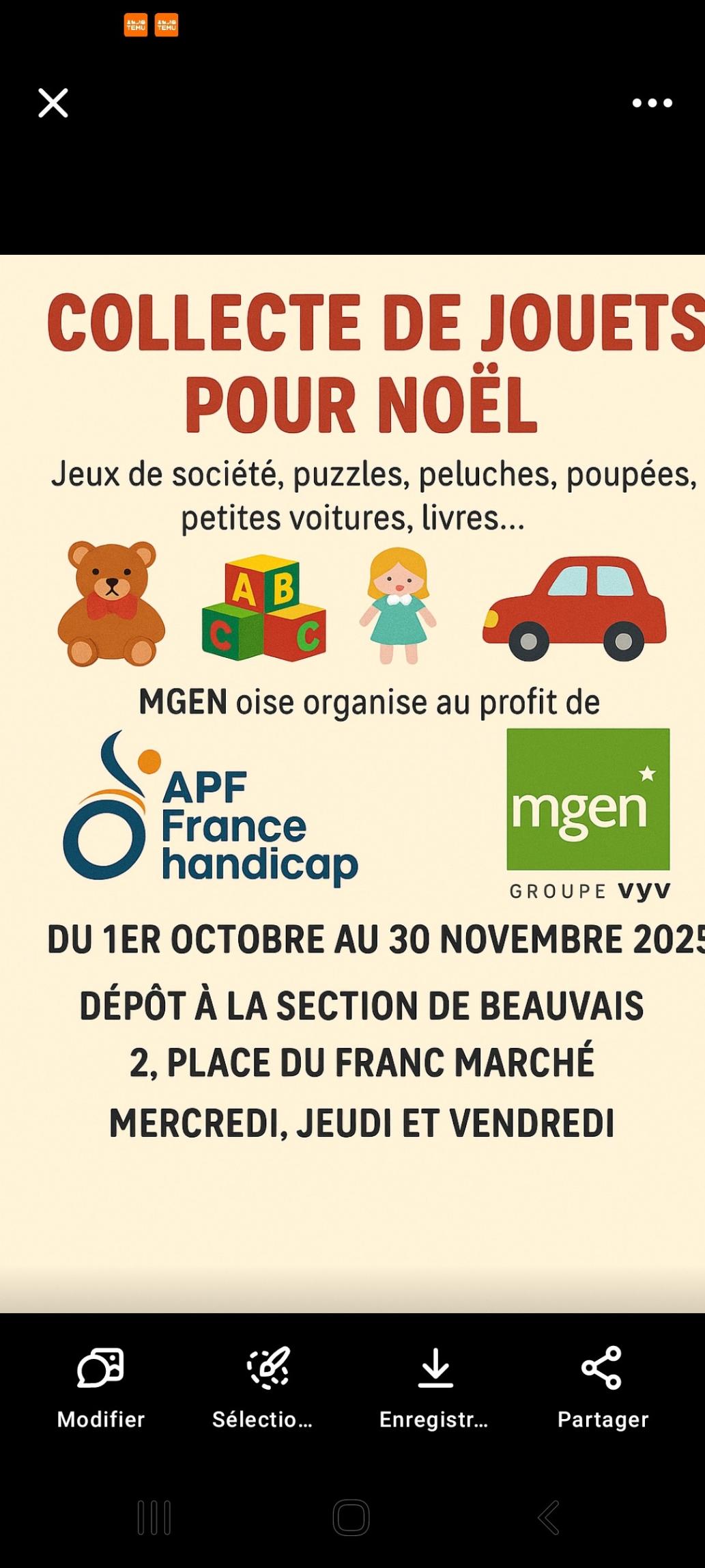 Dépôt de jouets en bon état jusqu'au 30 novembre 2025
