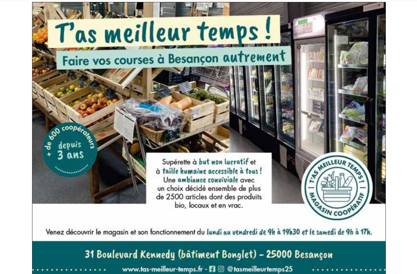 A découvrir à Besançon, le magasin coopératif qui appartient à ses consommateurs T'as meilleur temps ! le magasin coopératif à Besançon à découvrir