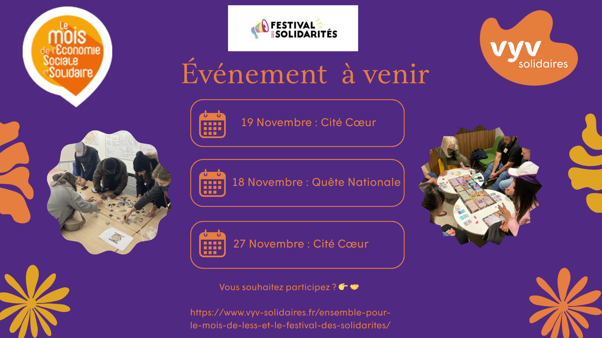 Deux sessions de jeux cité cœur et un jeu de piste